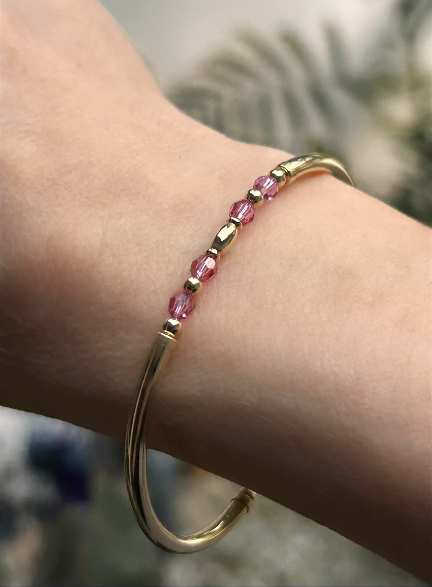 Abbie Pink Austrian Crystal Gold Filled Bracelet - Image 2
