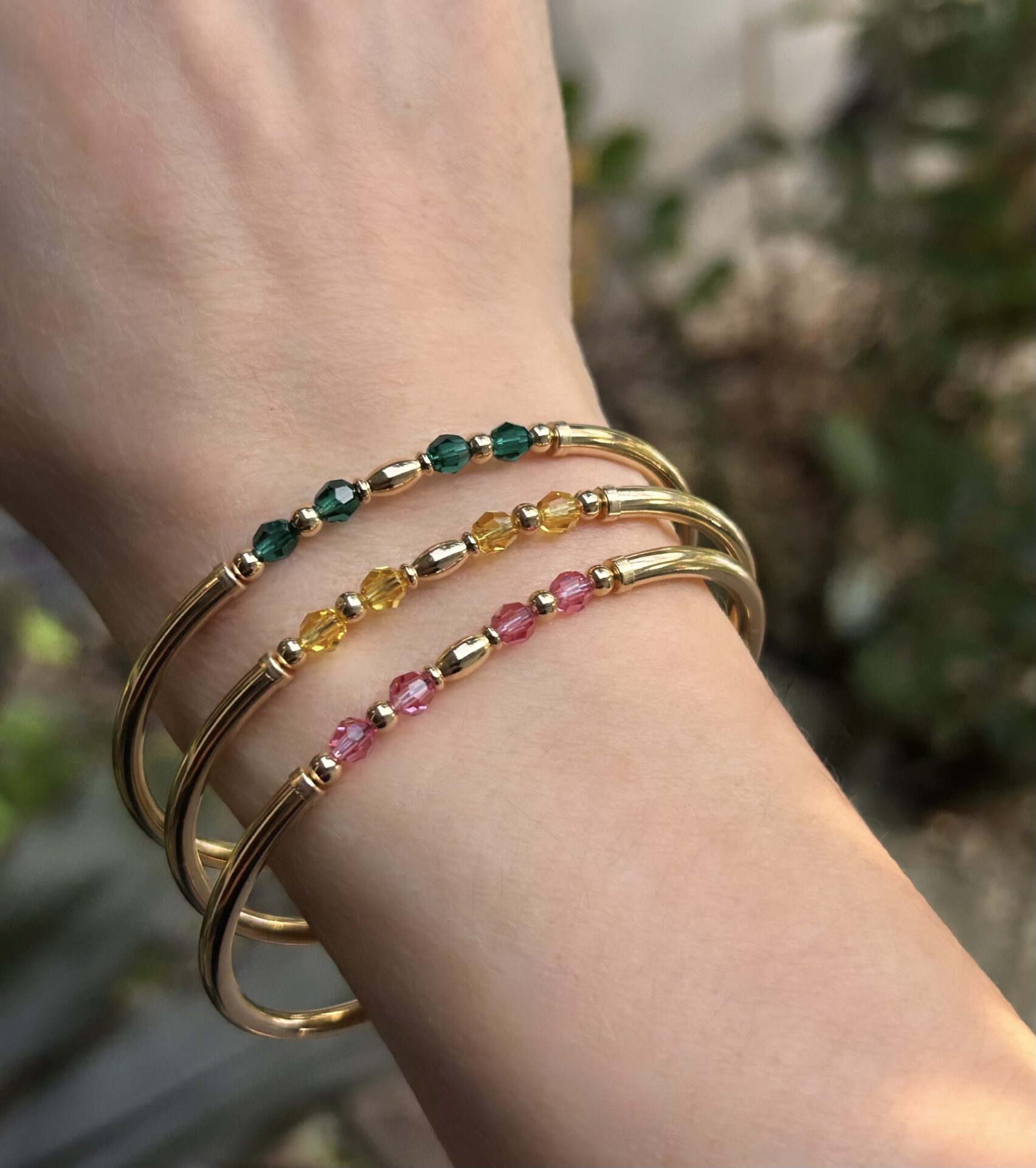 Abbie Pink Austrian Crystal Gold Filled Bracelet - Image 3