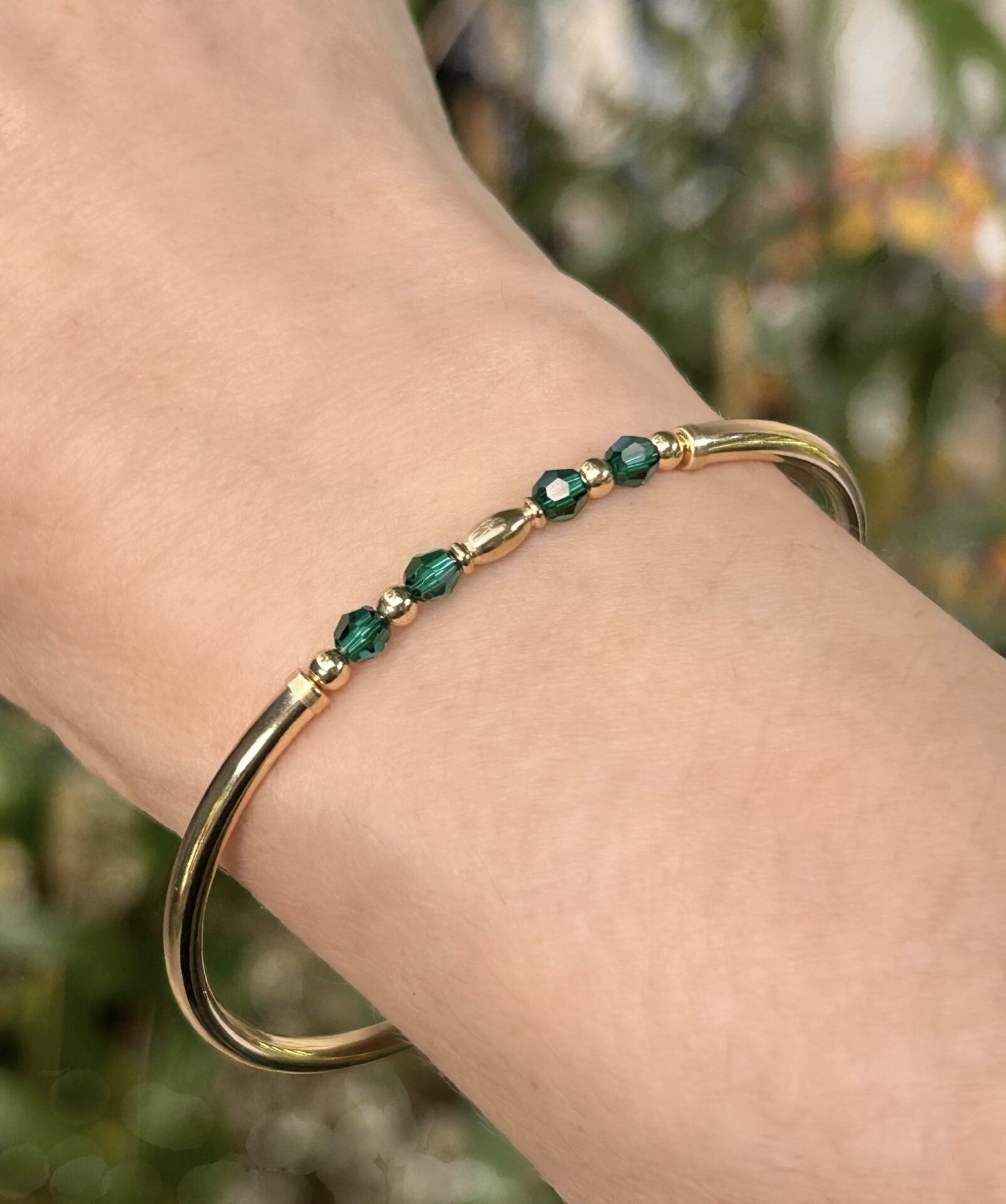 Abbie Emerald Austrian Crystal Gold Filled Bracelet - Image 2