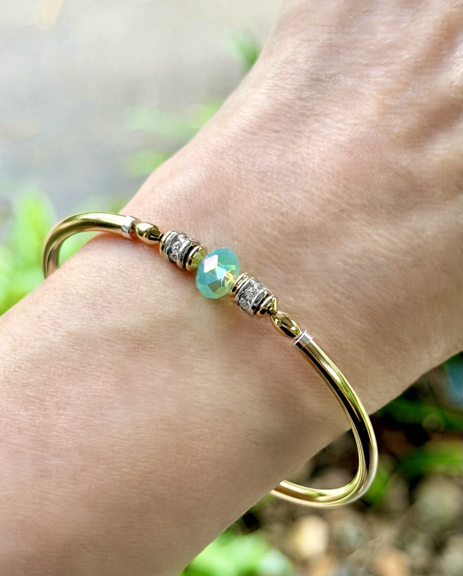 Carla Ocean Blue Austrian Crystal Gold Filled Bracelet - Image 2