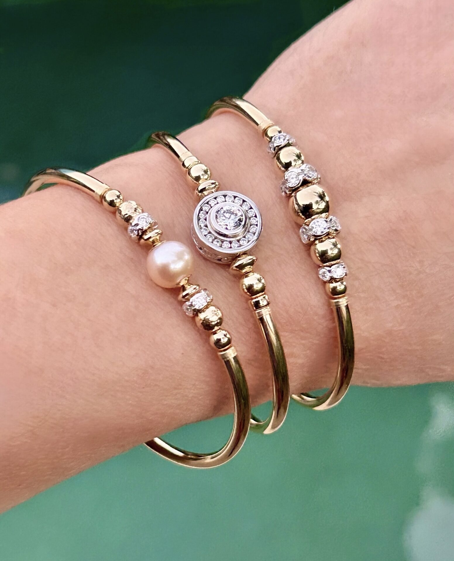 Amie Pink Pearl Eliza Gold Filled Bracelet - Image 2