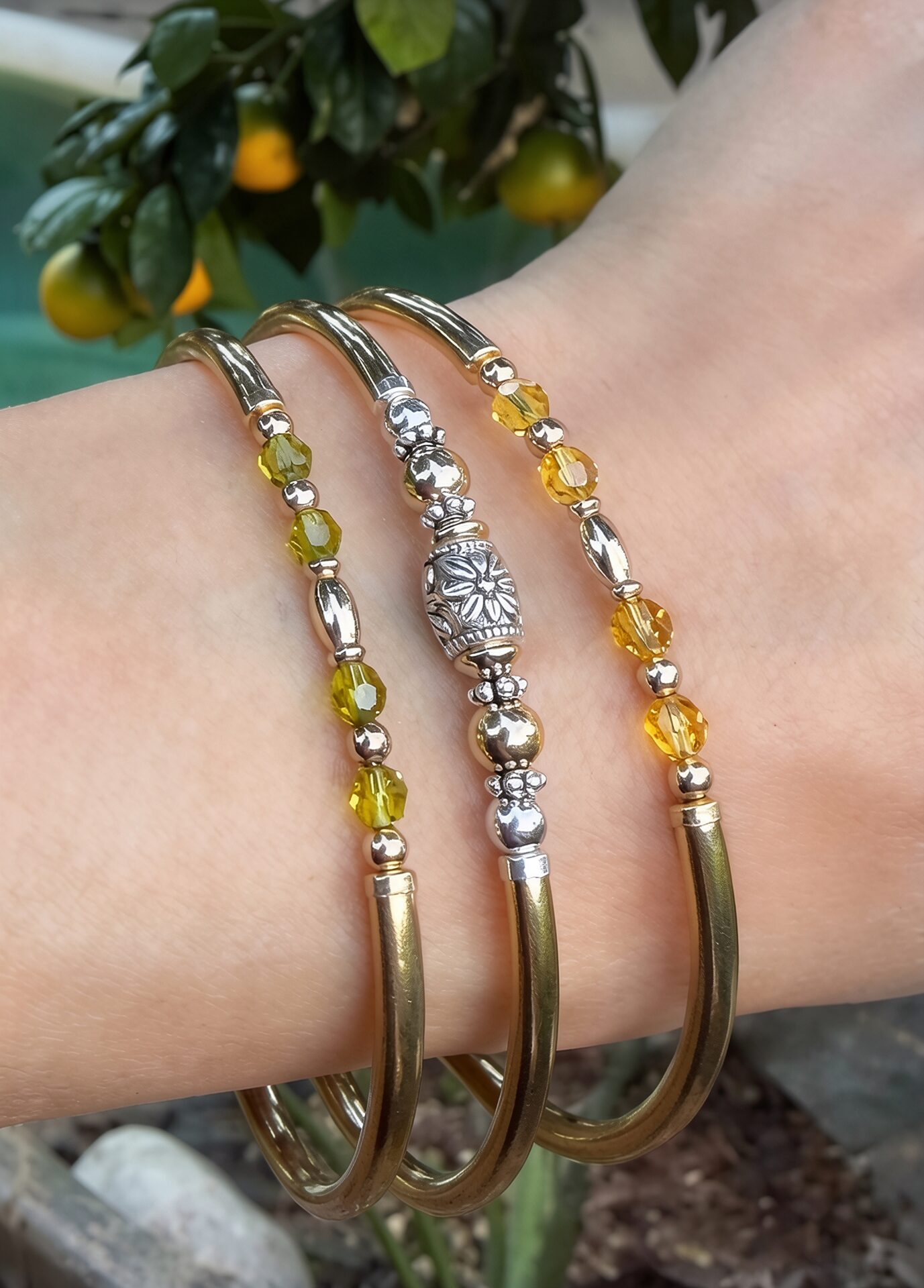 Abbie Peridot Austrian Crystal Gold Filled Bracelet - Image 4