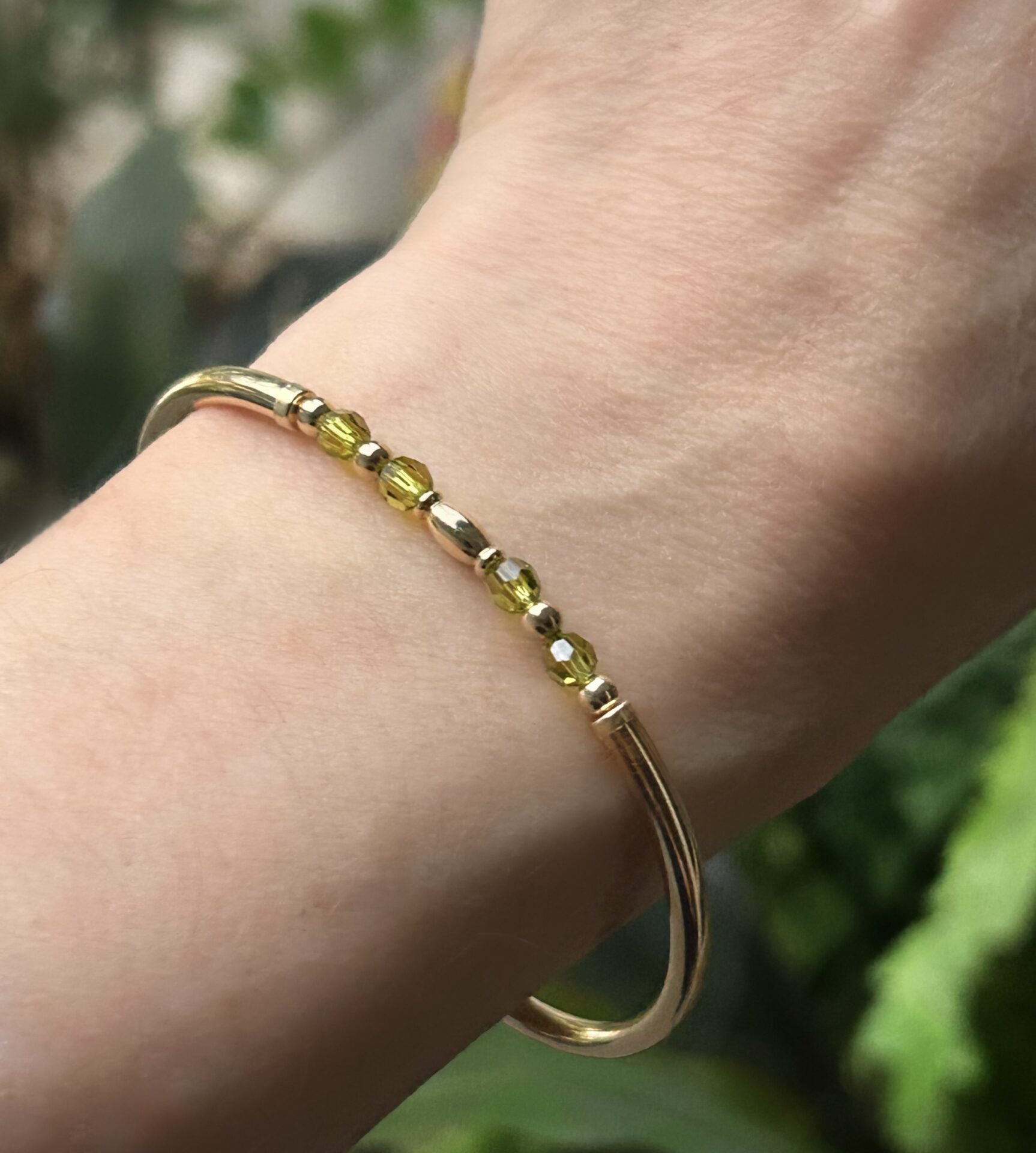 Abbie Peridot Austrian Crystal Gold Filled Bracelet - Image 3