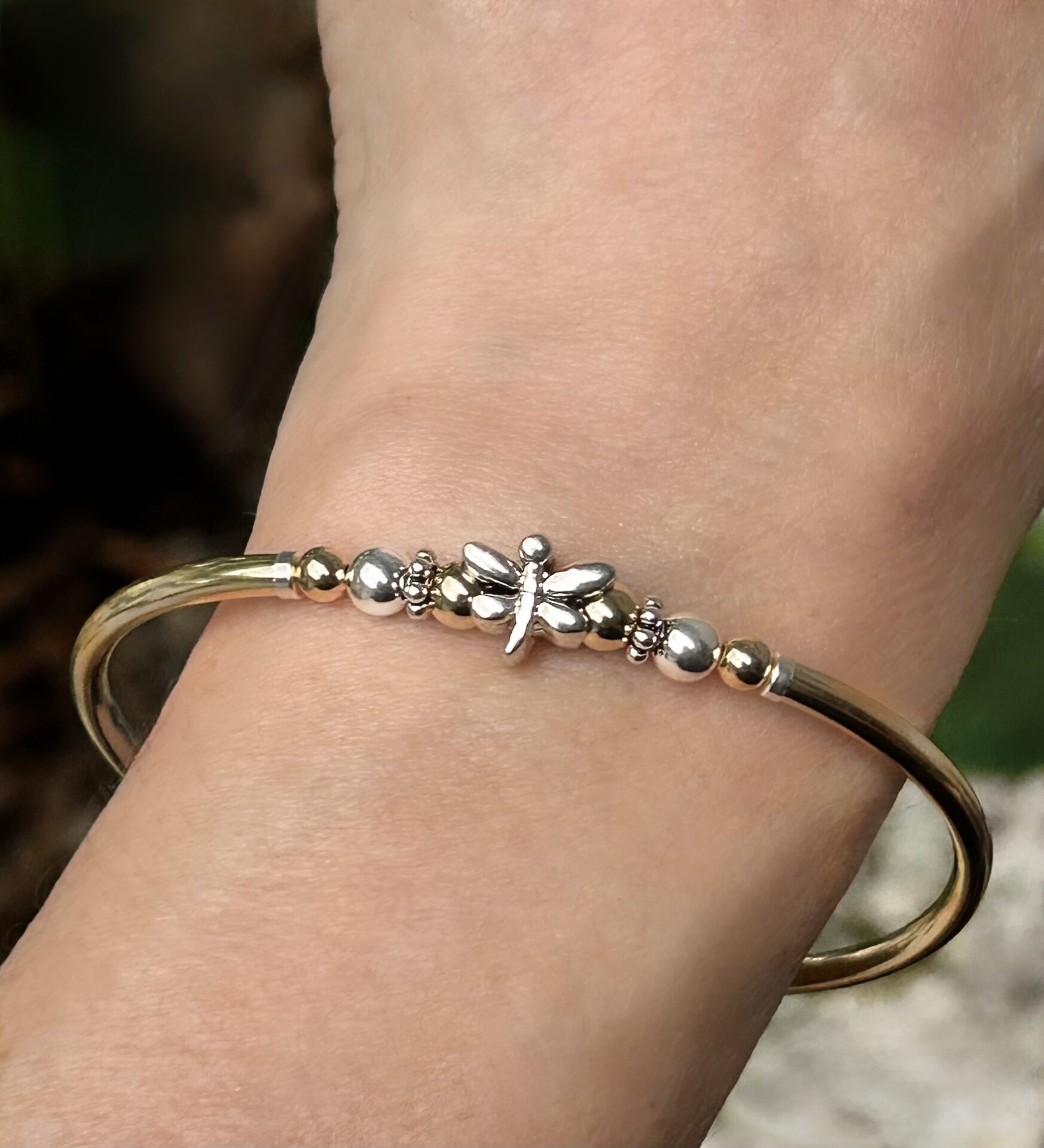 Dragonfly 2 Tone Gold Filled Bracelet - Image 2