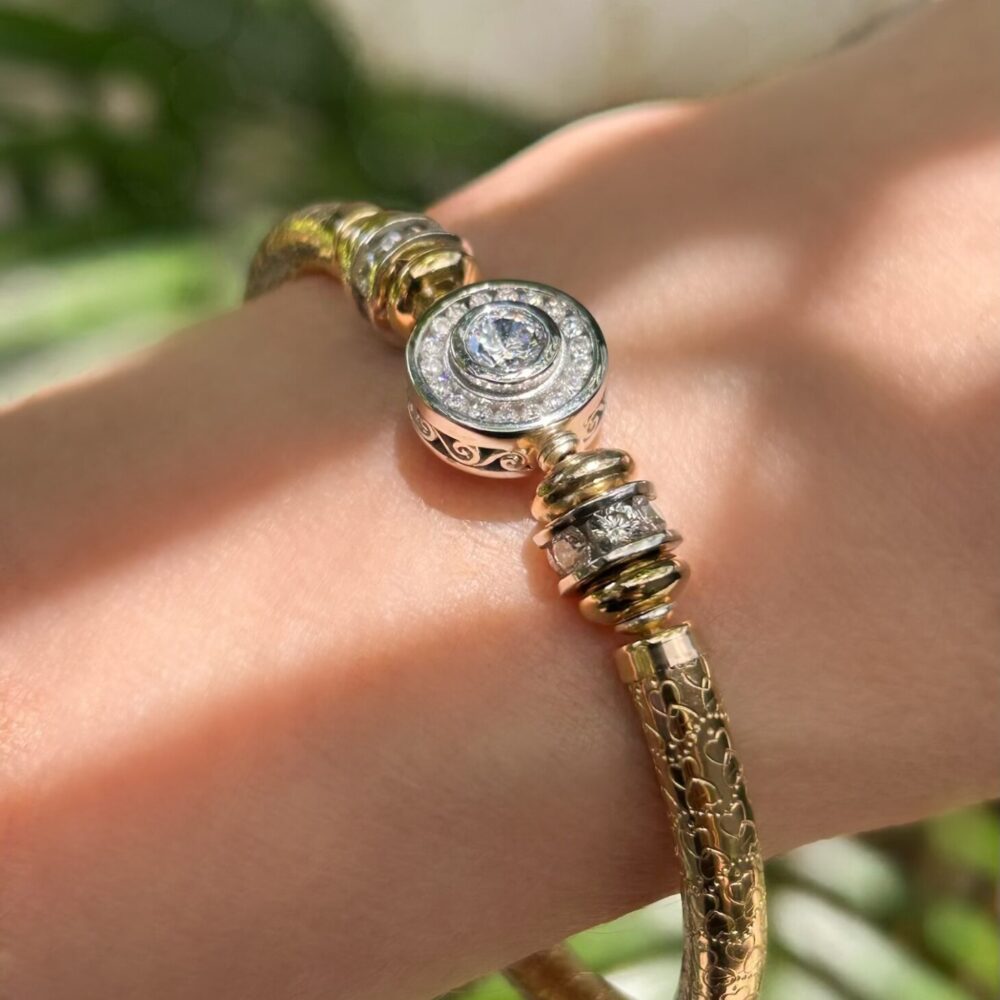 Anastasia White Cz Wide Band Gold Filled Bracelet