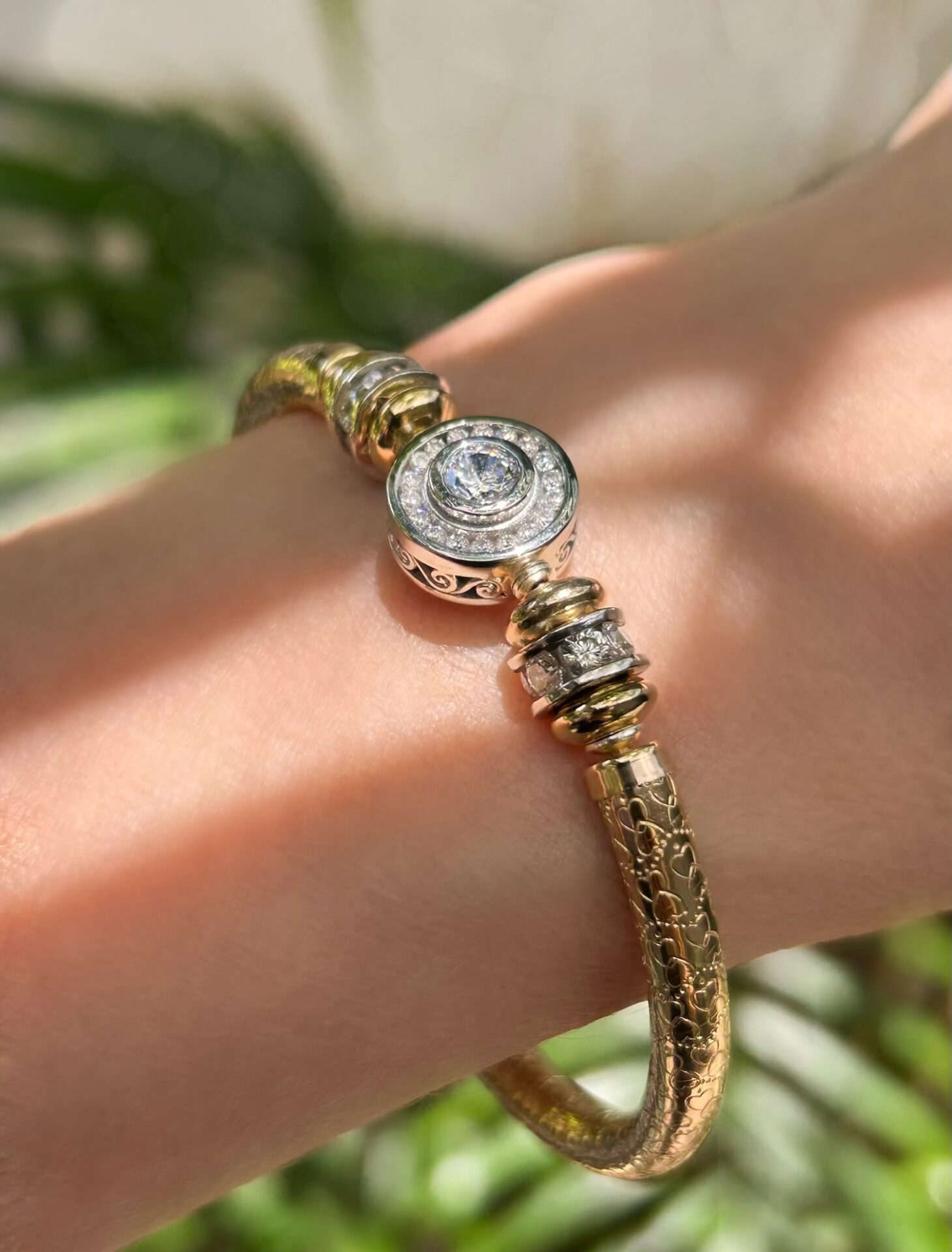 Anastasia White Cz Wide Band Gold Filled Bracelet