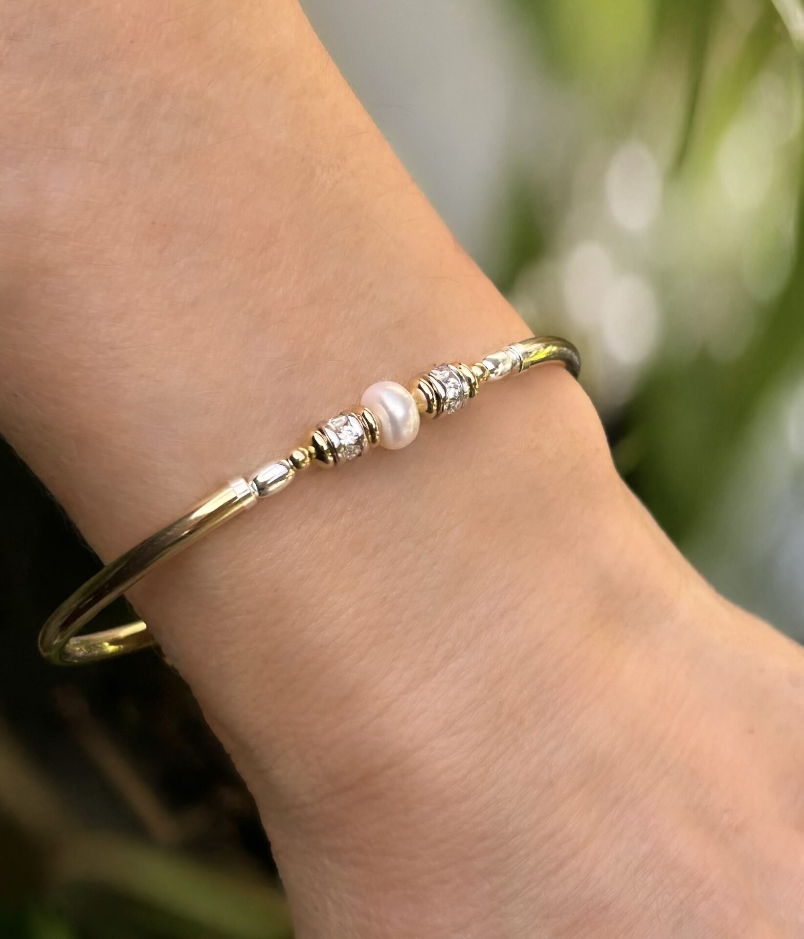 Dior White Pearl and CZ Gold Filled Bracelet - Image 3