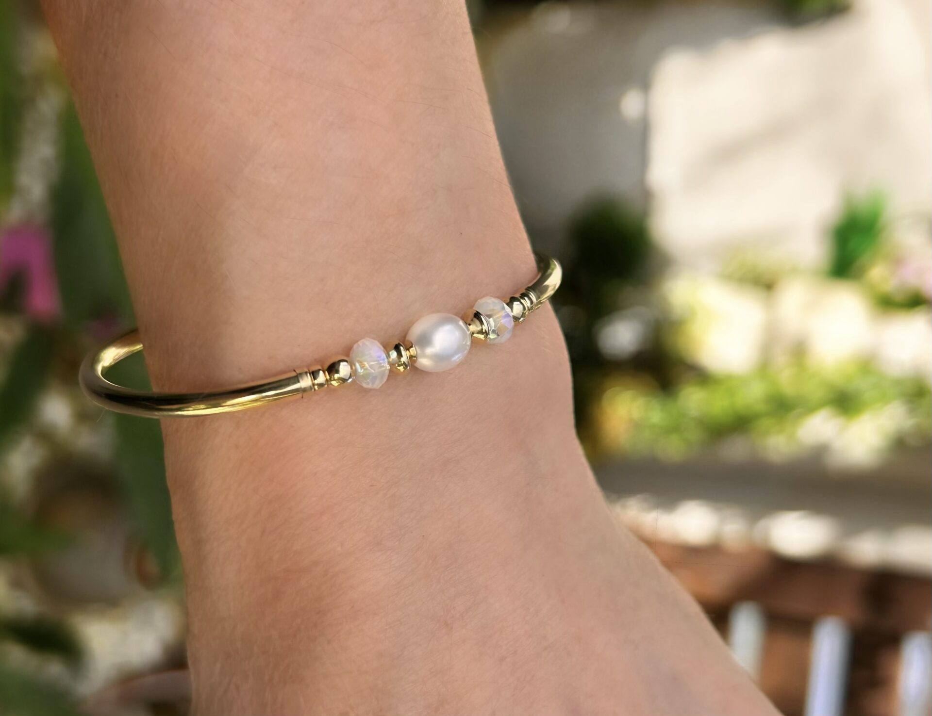 Lena White Pearl Gold Filled Bracelet - Image 2