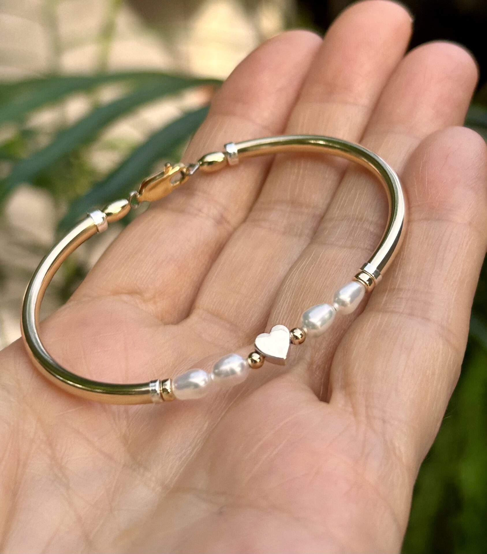 Chloe Pearl Heart Gold Filled Bracelet - Image 3
