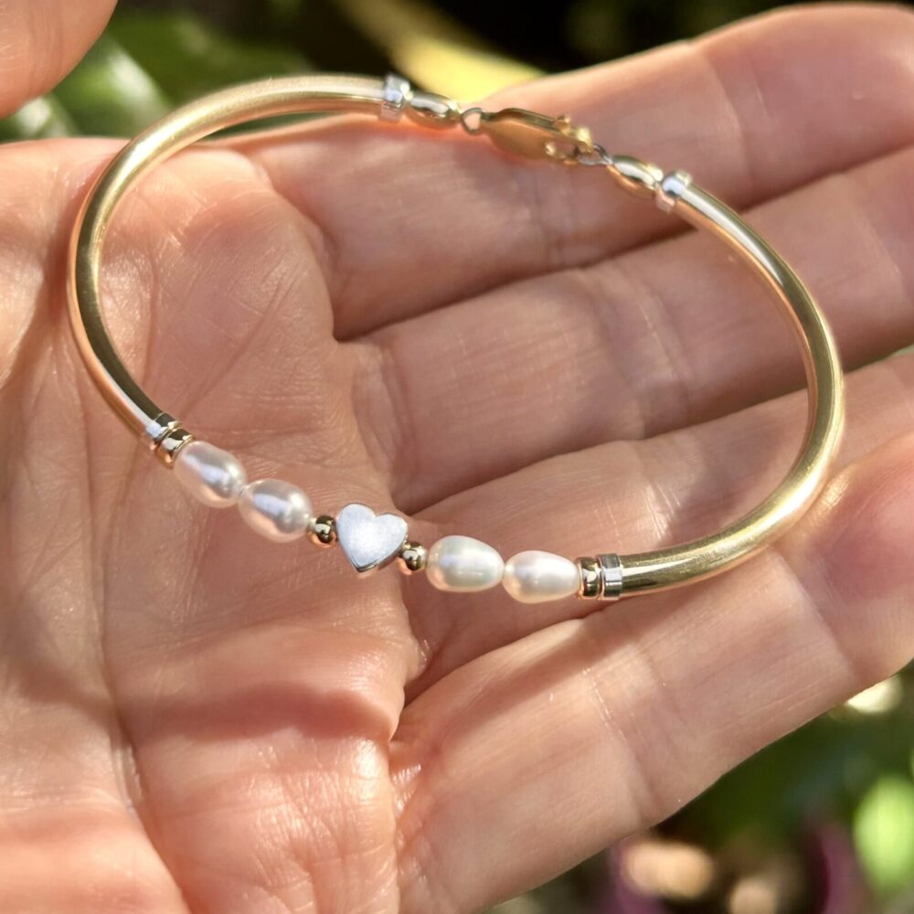 Chloe Pearl Heart Gold Filled Bracelet