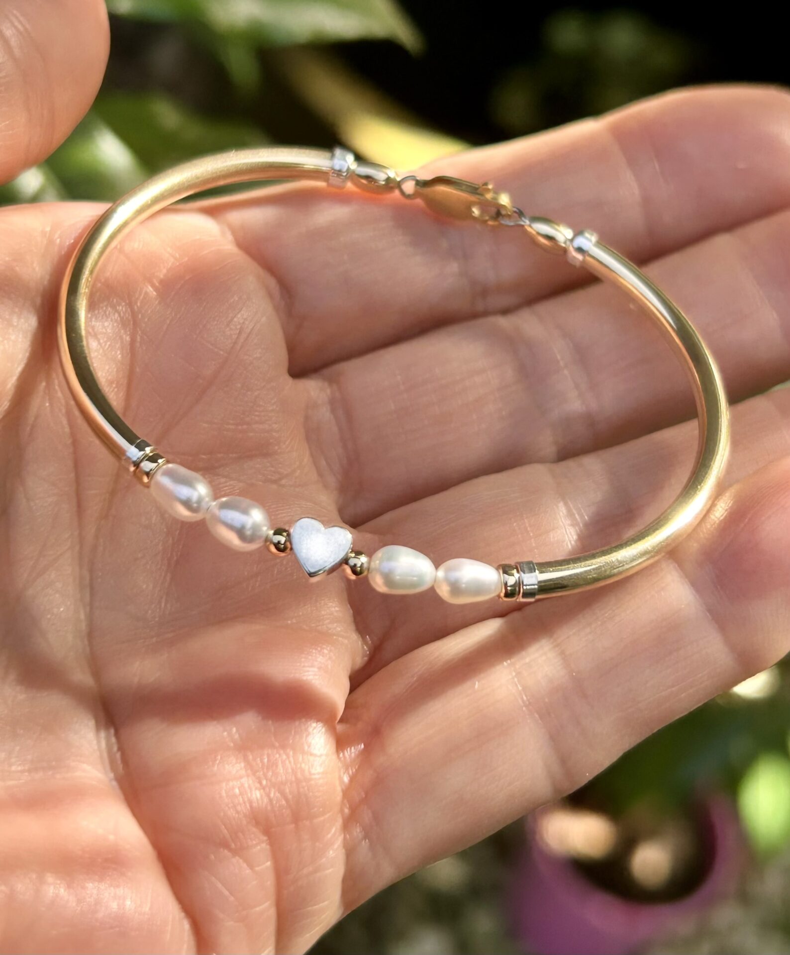 Chloe Pearl Heart Gold Filled Bracelet