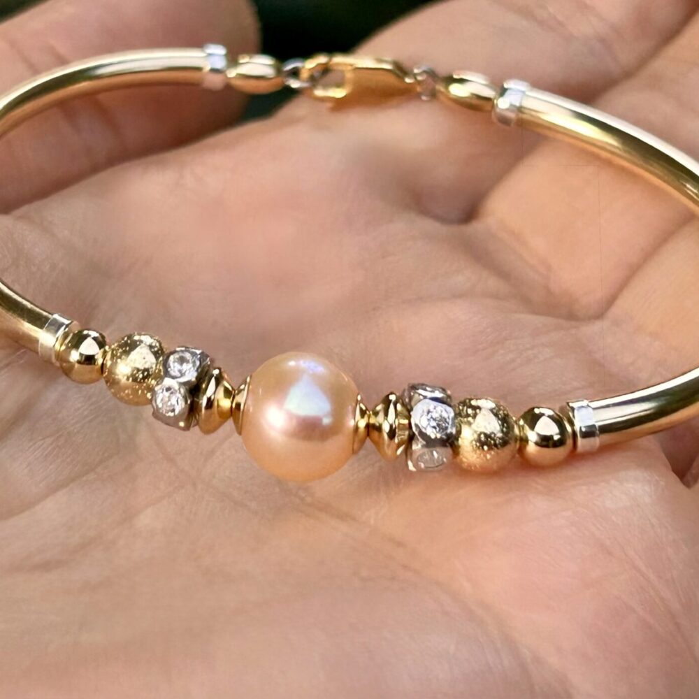 Amie Pink Pearl Eliza Gold Filled Bracelet