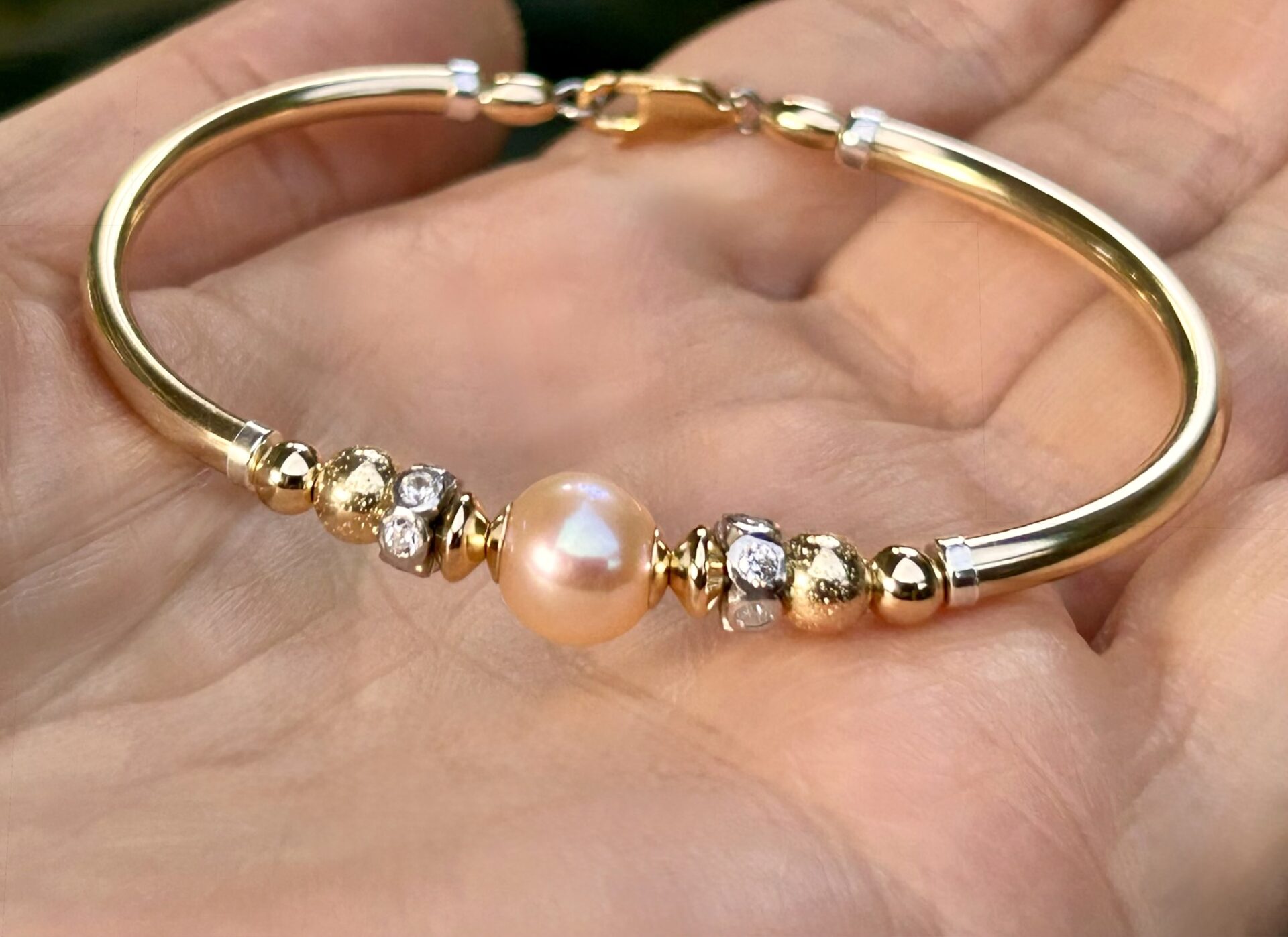 Amie Pink Pearl Eliza Gold Filled Bracelet