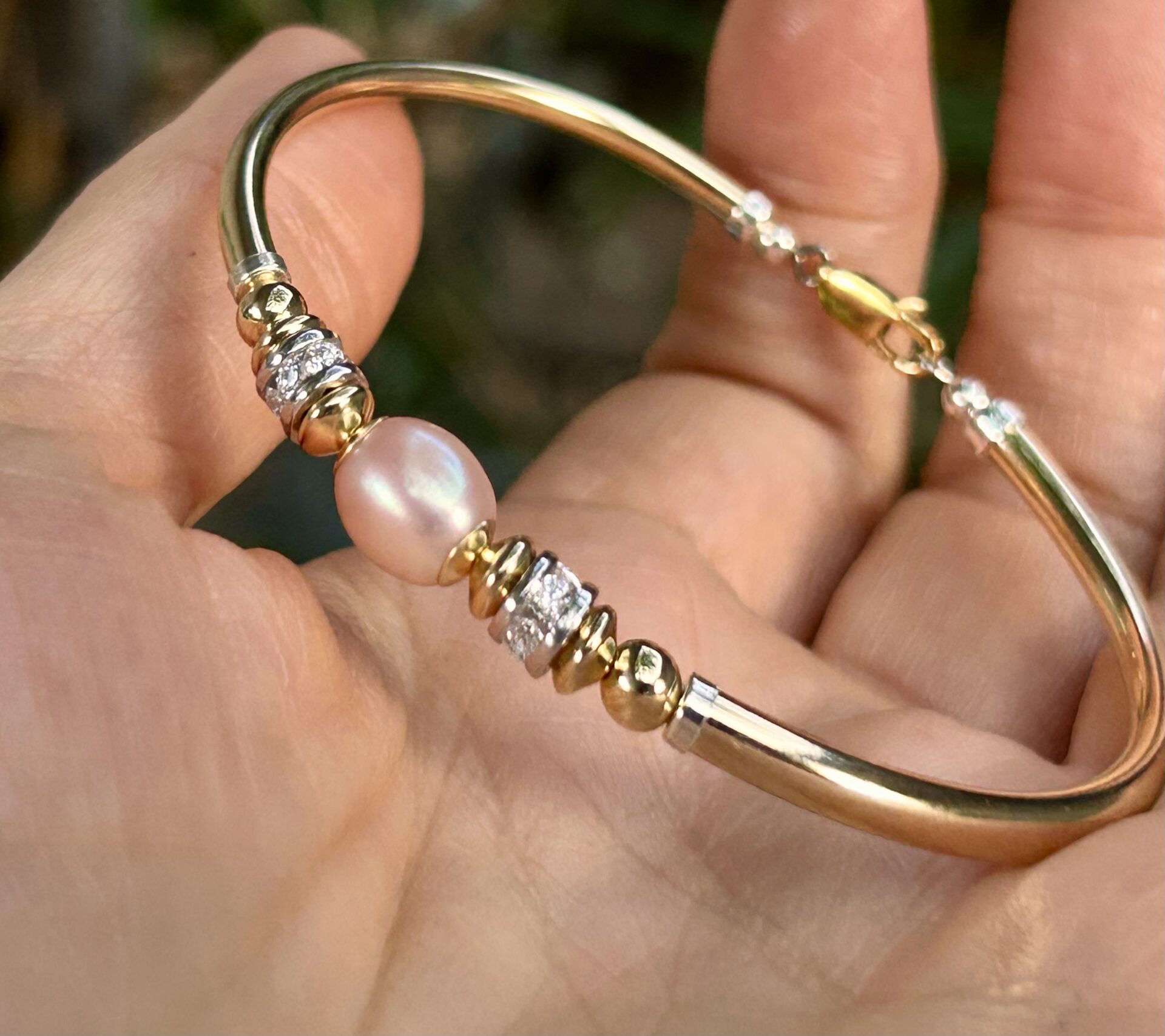 Ella Pink Pearl, CZ and Gold Filled Bracelet - Image 3