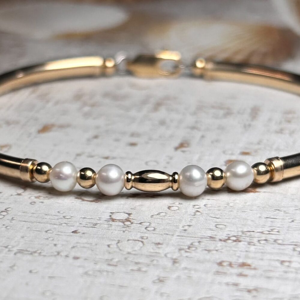 Abbie White Pearl Gold Filled Bracelet