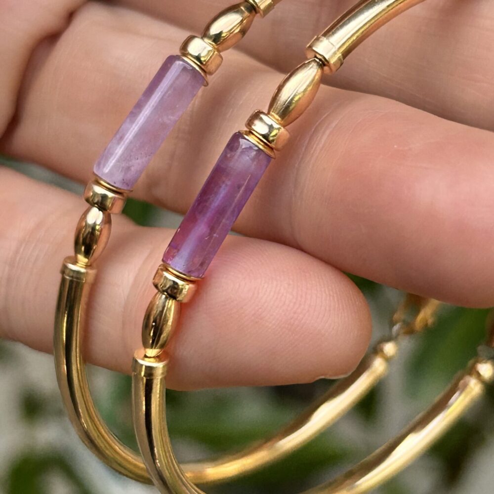 Amethyst Cylinder Gold Filled Bracelet