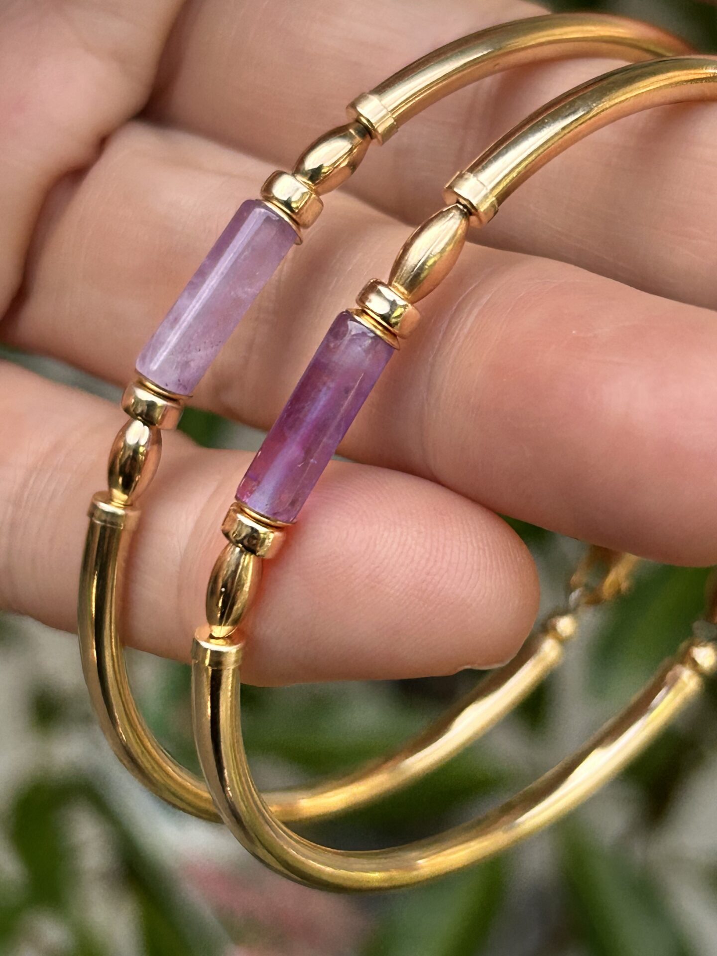 Amethyst Cylinder Gold Filled Bracelet