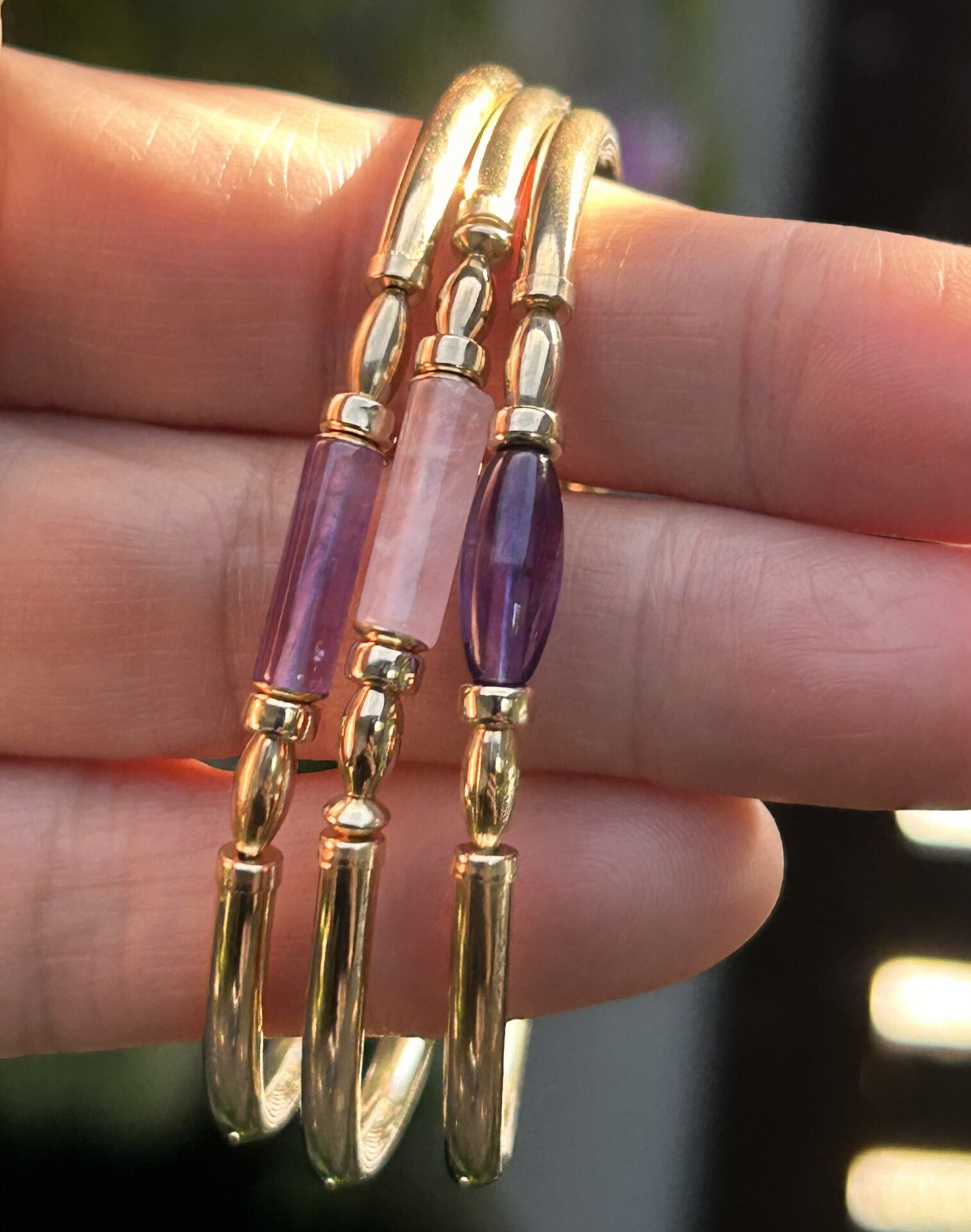 Amethyst Cylinder Gold Filled Bracelet - Image 5