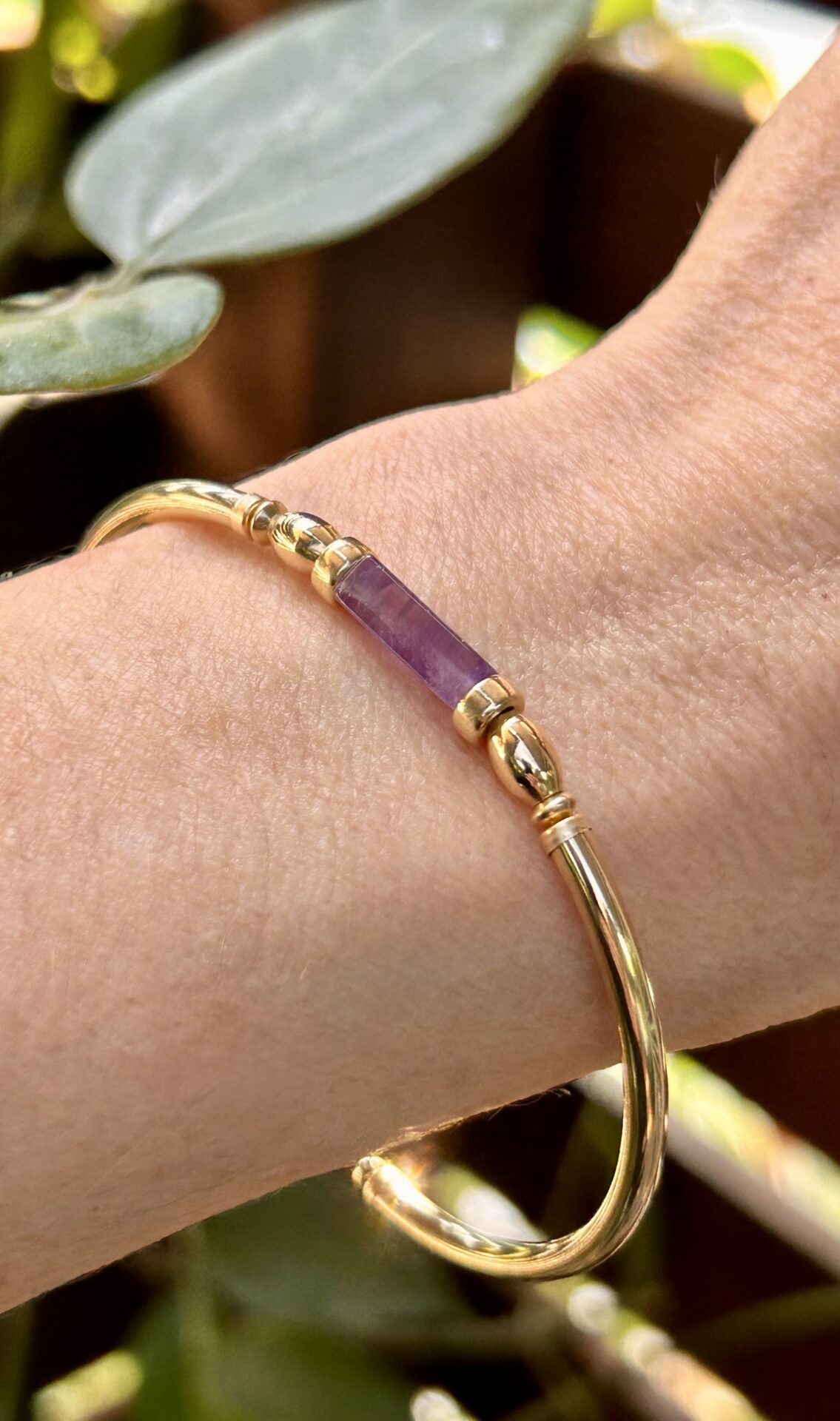 Amethyst Cylinder Gold Filled Bracelet - Image 2