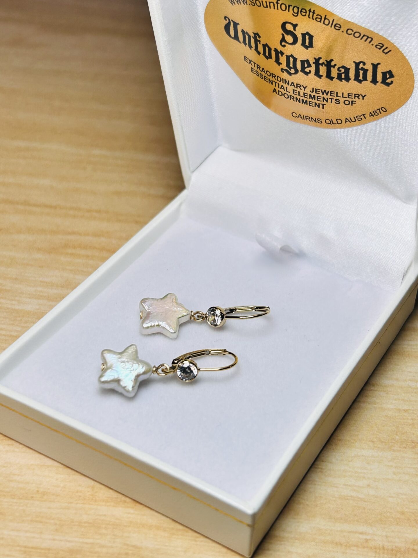 Earrings Pearl White Star Cz Gold Filled