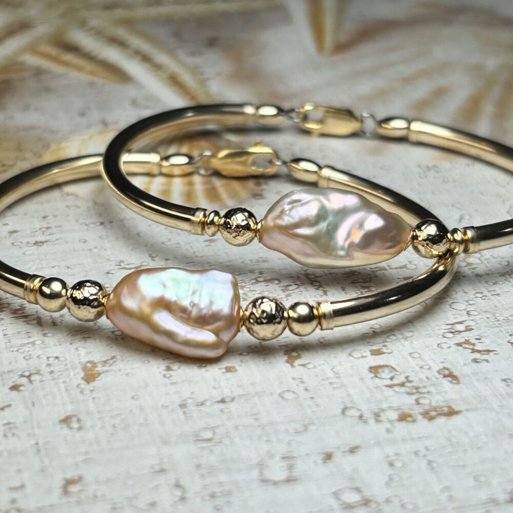 Keshi Pink Pearl Gold Filled Bracelet
