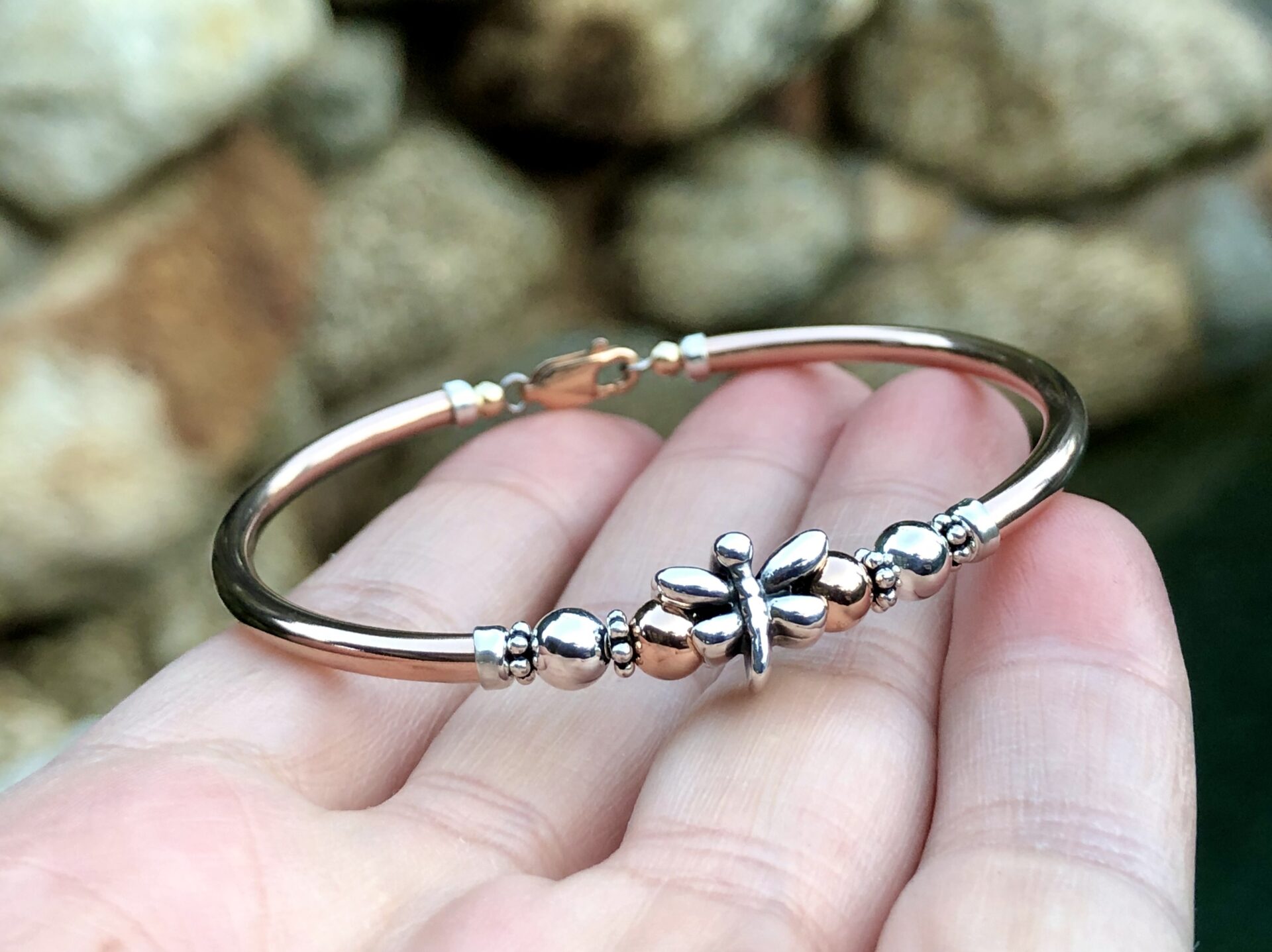 Dragonfly 2 Tone Gold Filled Bracelet - Image 3