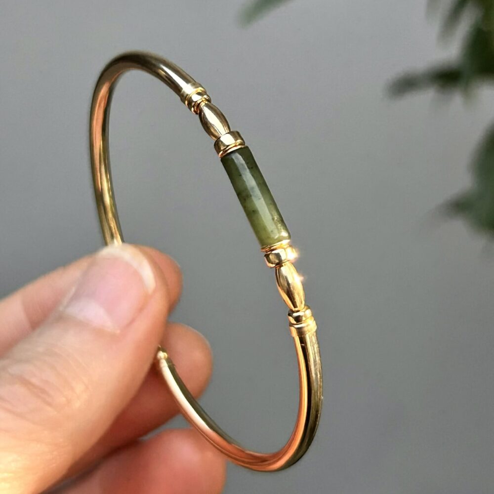 Jade Cylinder Gold Filled Bracelet