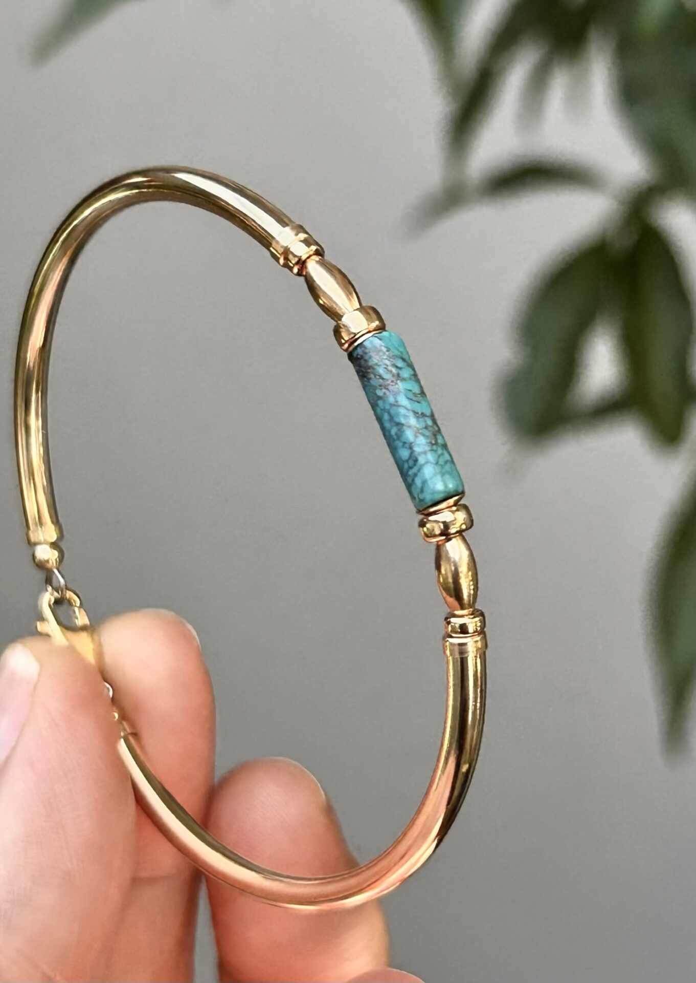 Turquoise Cylinder Gold Filled Bracelet