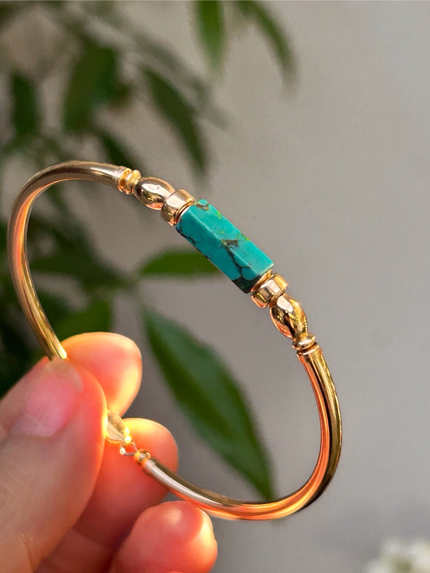 Turquoise Rectangle Gold Filled Bracelet - Image 3