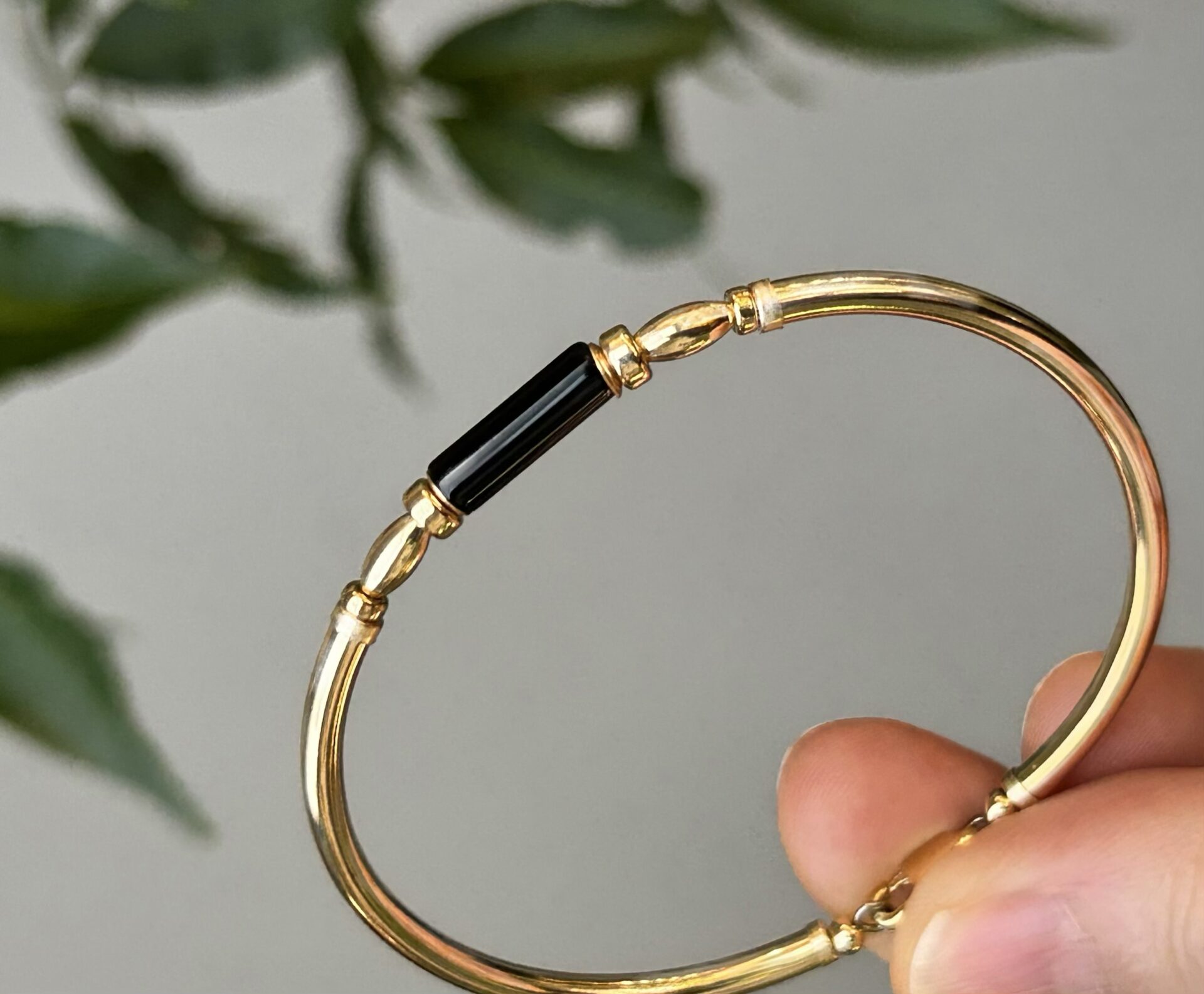 Black Onyx Cylinder Gold Filled Bracelet - Image 3