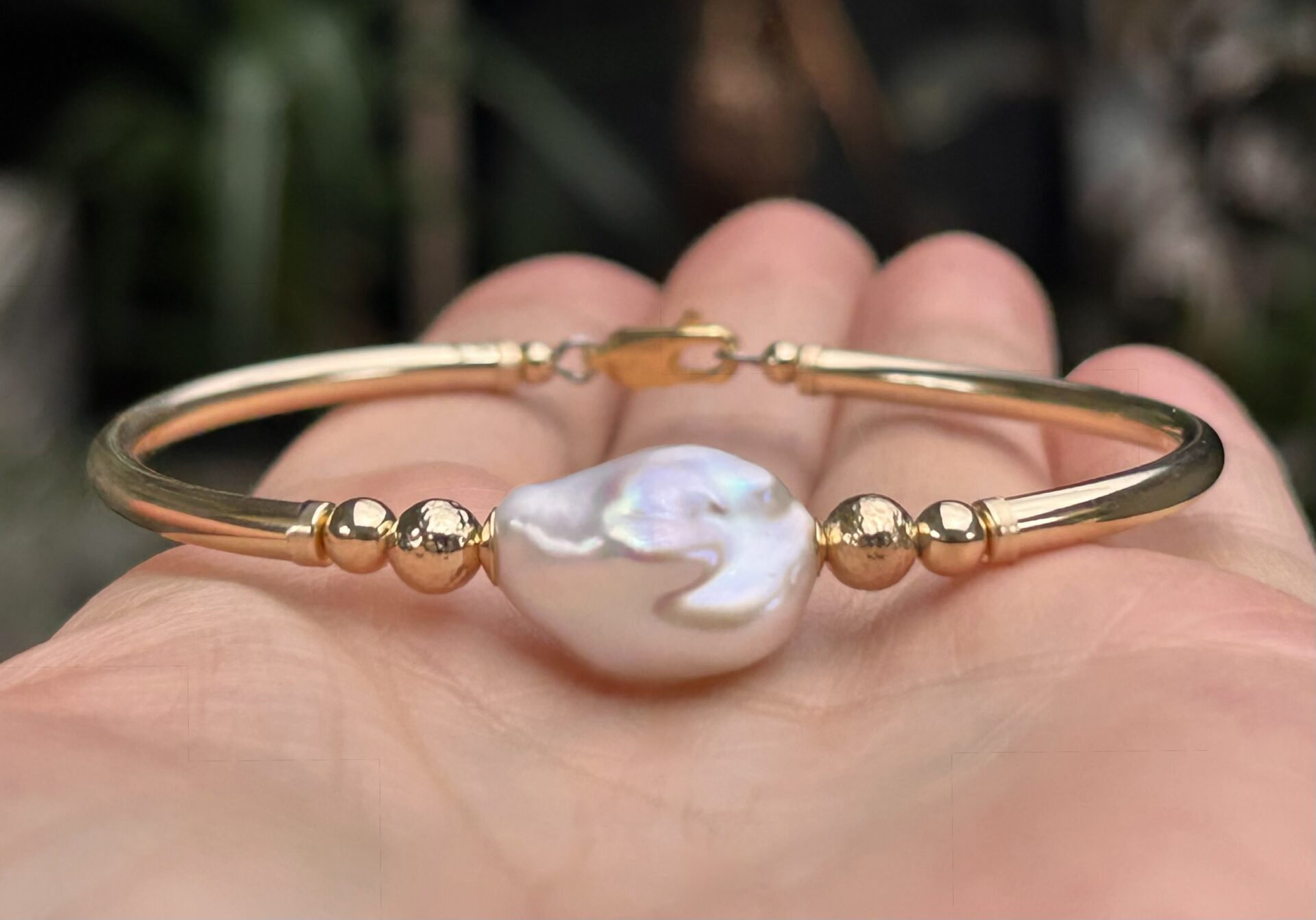 Keshi White Pearl Gold Filled Bracelet - Image 2