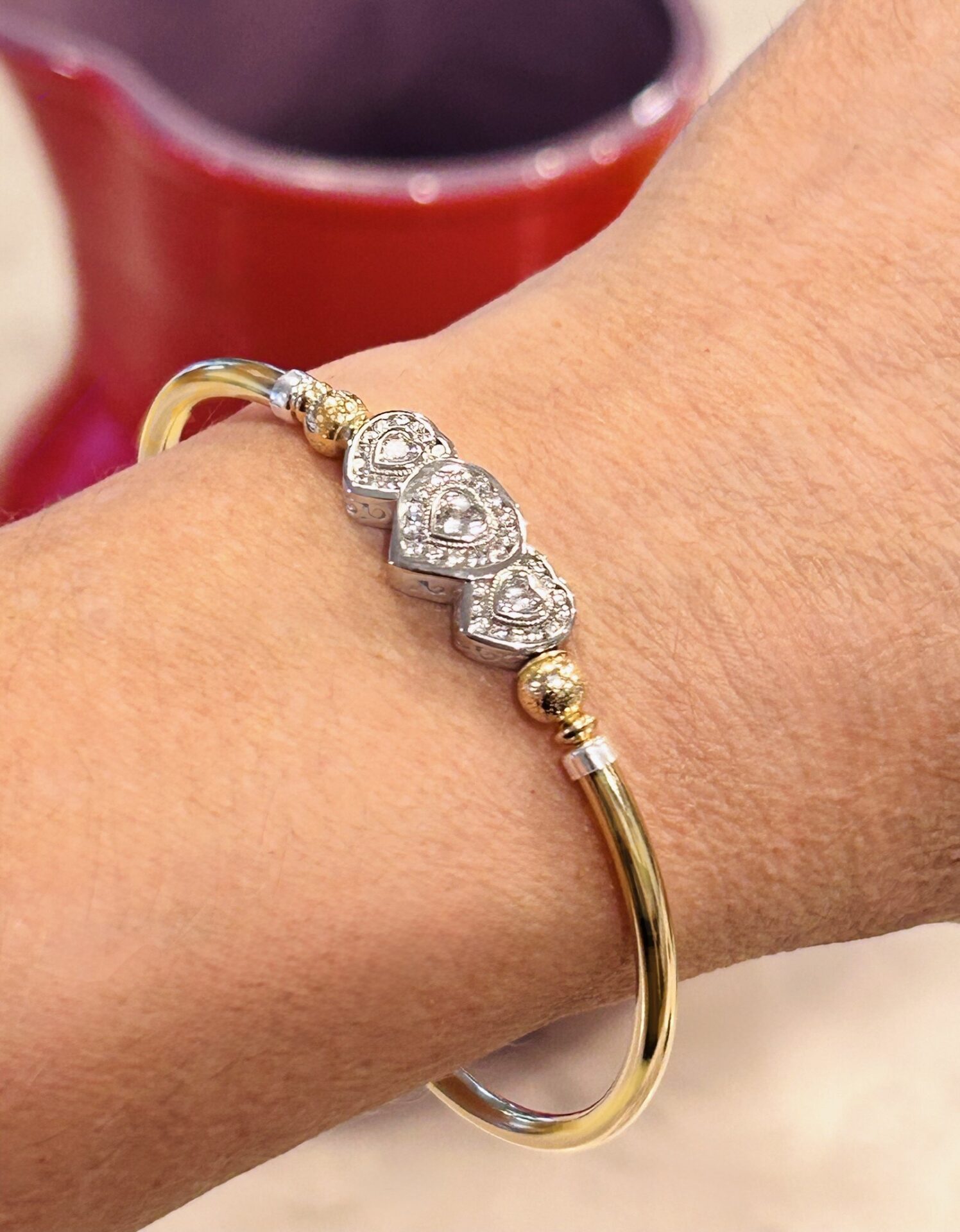 Annabella Tri Heart Cz Gold Filled Bracelet - Image 4