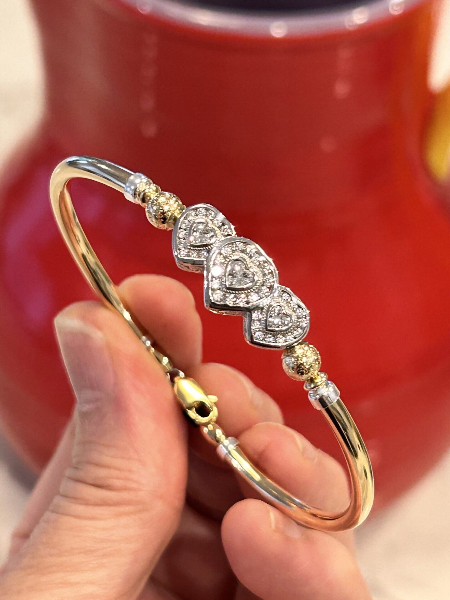 Annabella Tri Heart Cz Gold Filled Bracelet - Image 5