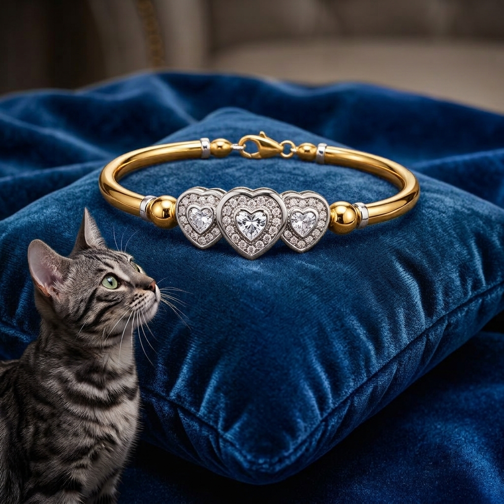 Annabella Tri Heart Cz Gold Filled Bracelet