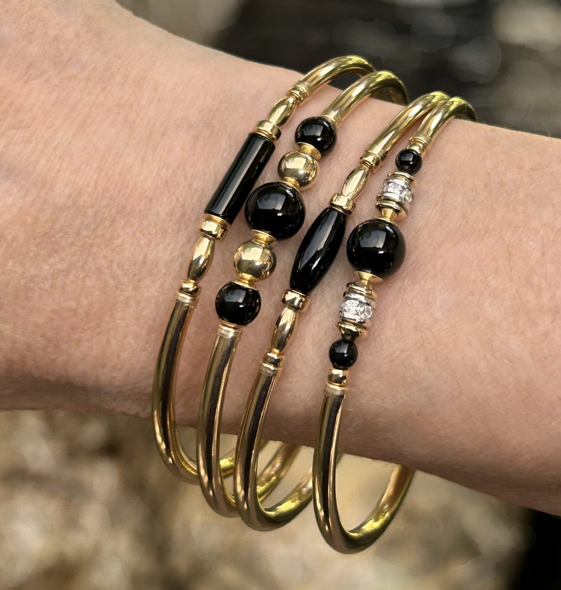 Black Onyx Oval Gold Filled Bracelet - Image 2