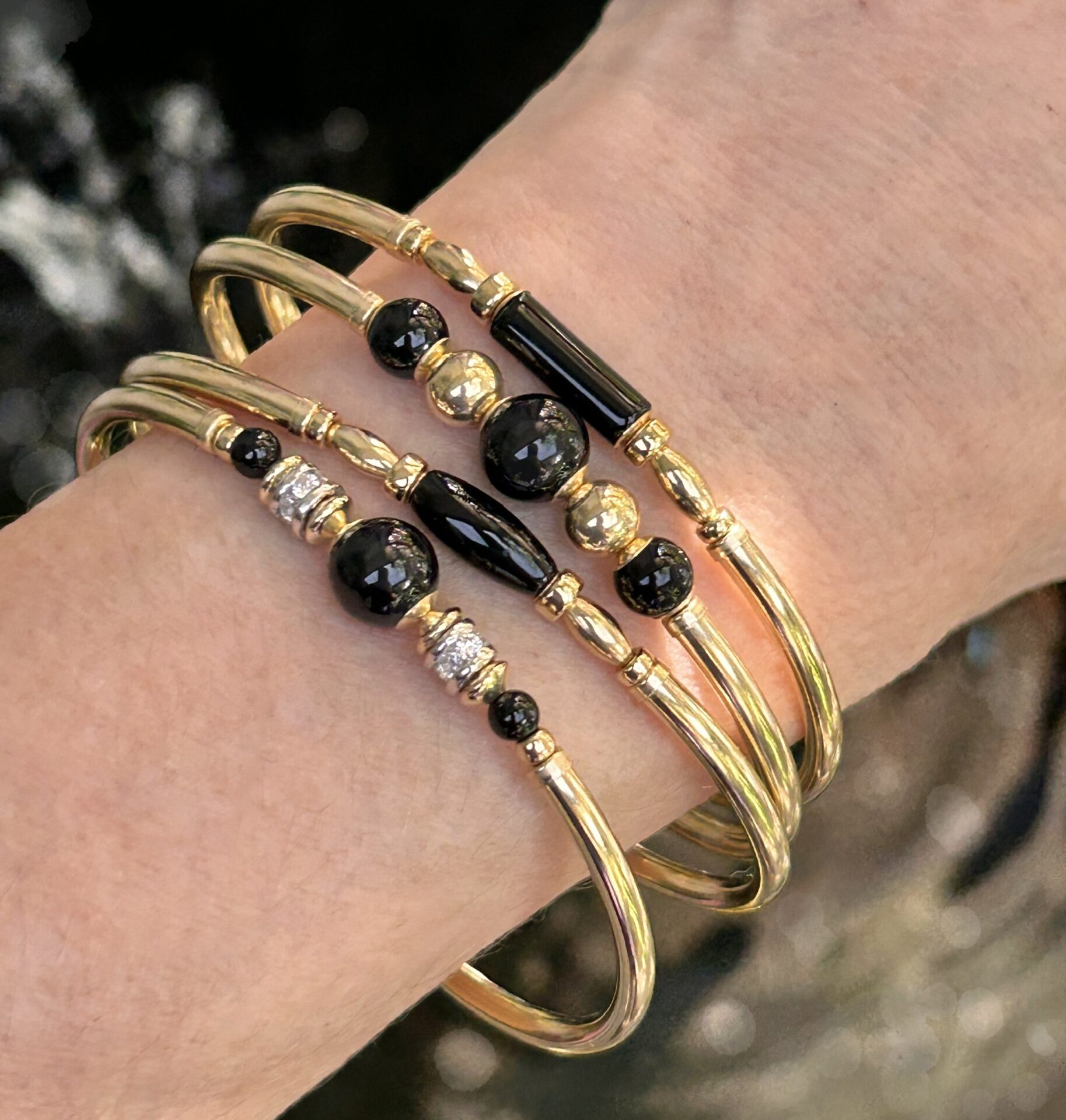 Black Onyx Oval Gold Filled Bracelet - Image 4
