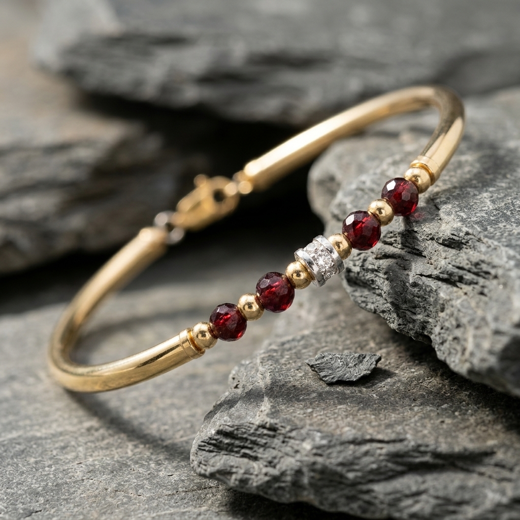 Garnet Nikki Gold Filled Bracelet