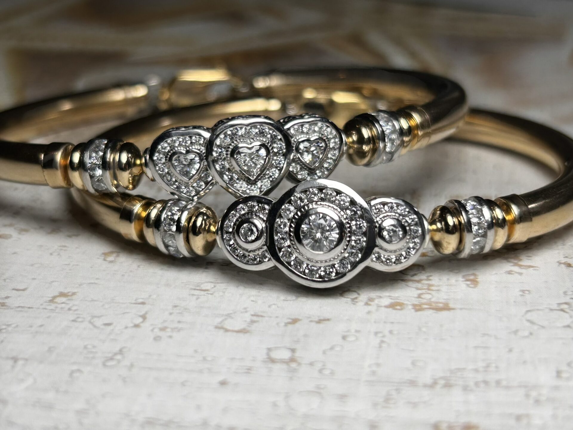 Annabella Cz Tri Heart Wide Band Gold Filled Bracelet - Image 2