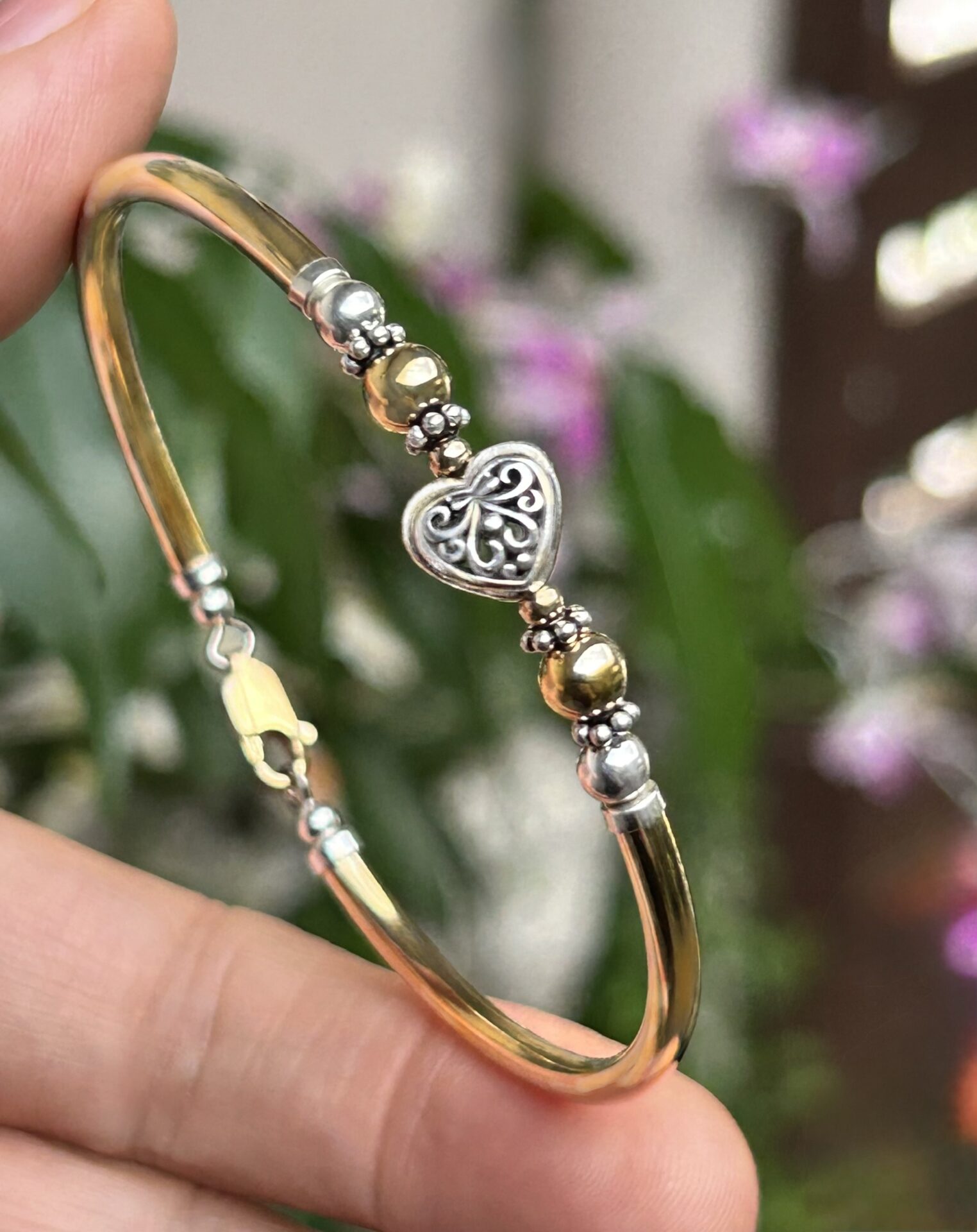 Meika Filigree Heart Gold Filled Bracelet - Image 3