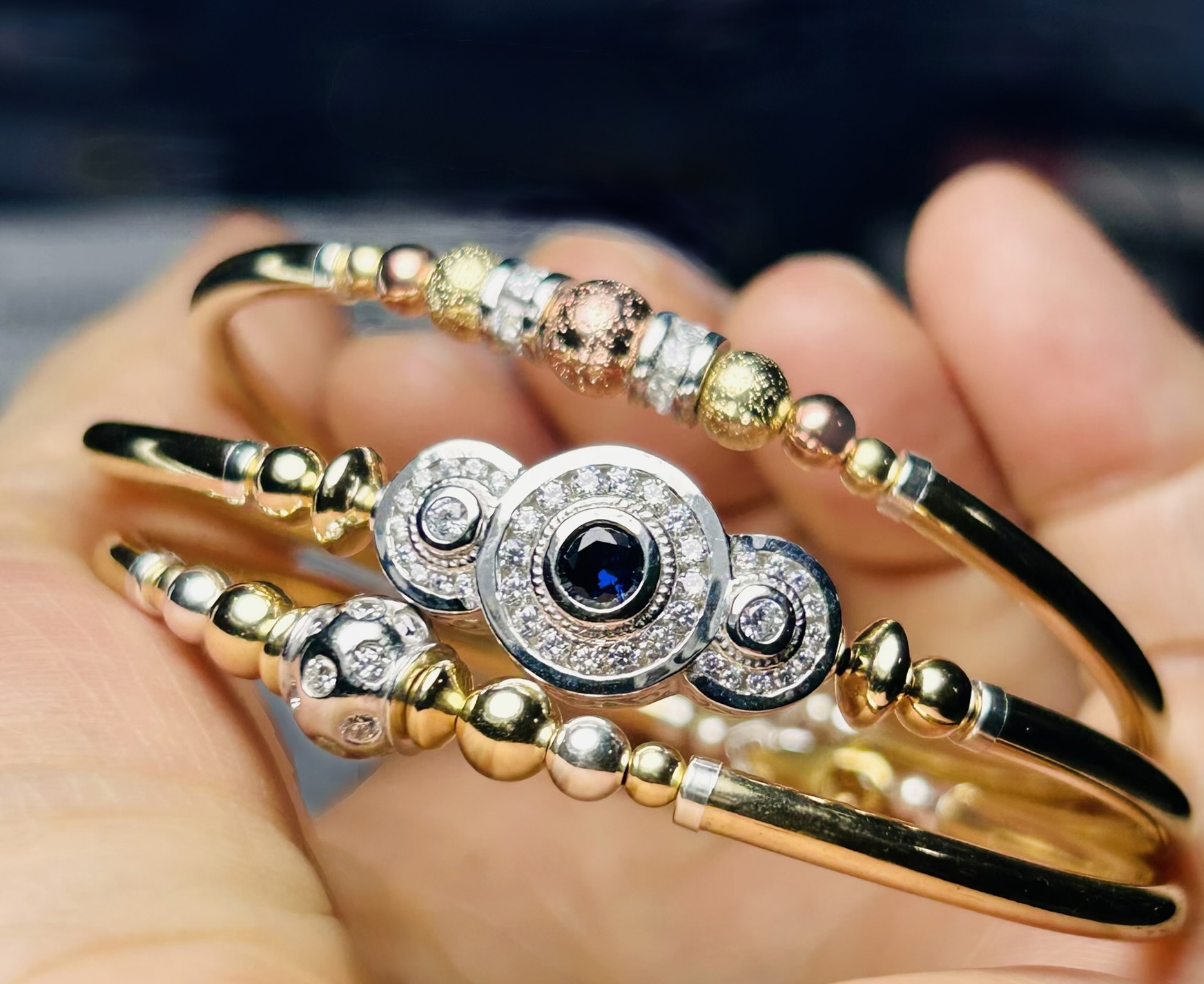 Amirah Tri Colour Cz Gold Filled Bracelet - Image 2