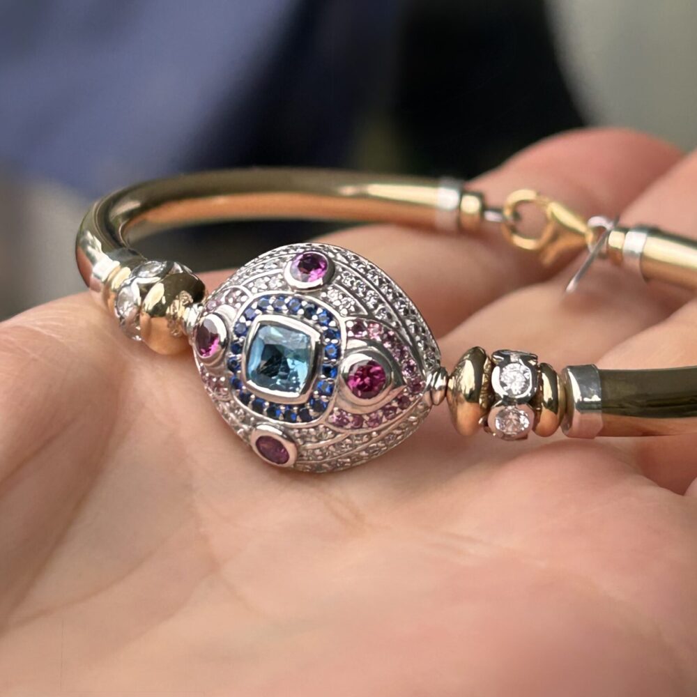 Nahima Gem Wide Band Gold Filled Bracelet