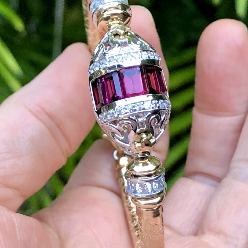 Lucia Gem Wide Band Gold Filled Bracelet