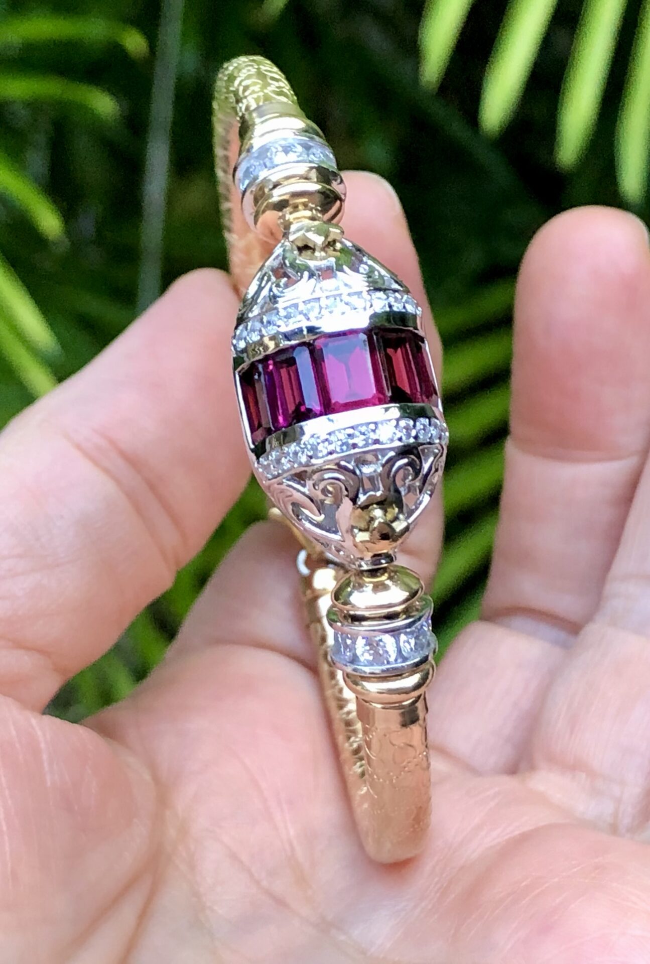 Lucia Gem Wide Band Gold Filled Bracelet