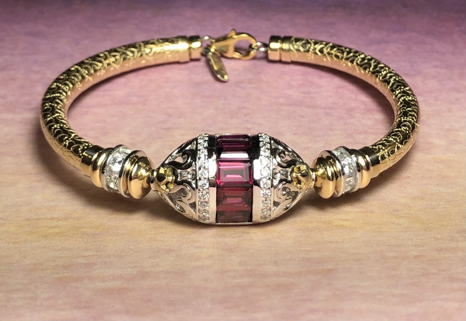 Lucia Gem Wide Band Gold Filled Bracelet - Image 3