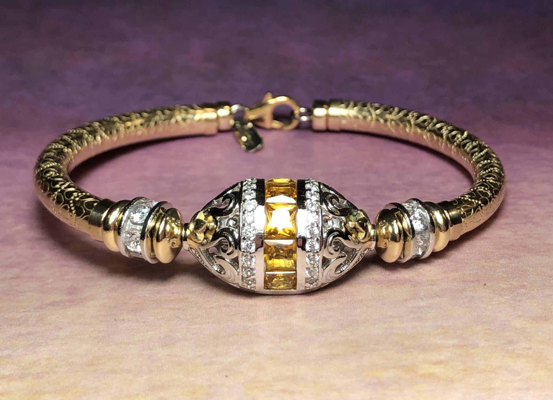 Lucia Gem Wide Band Gold Filled Bracelet - Image 2