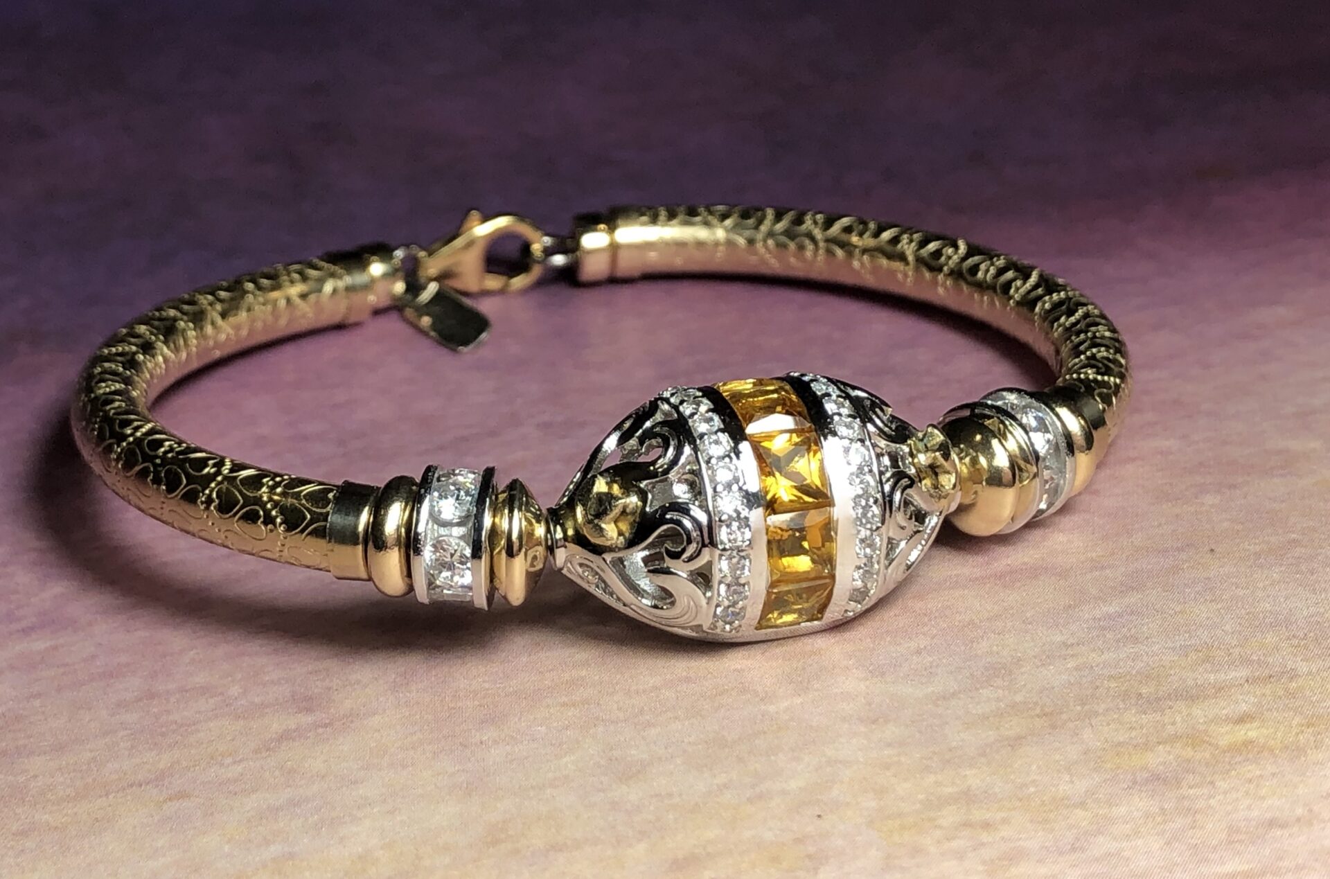Lucia Gem Wide Band Gold Filled Bracelet - Image 4