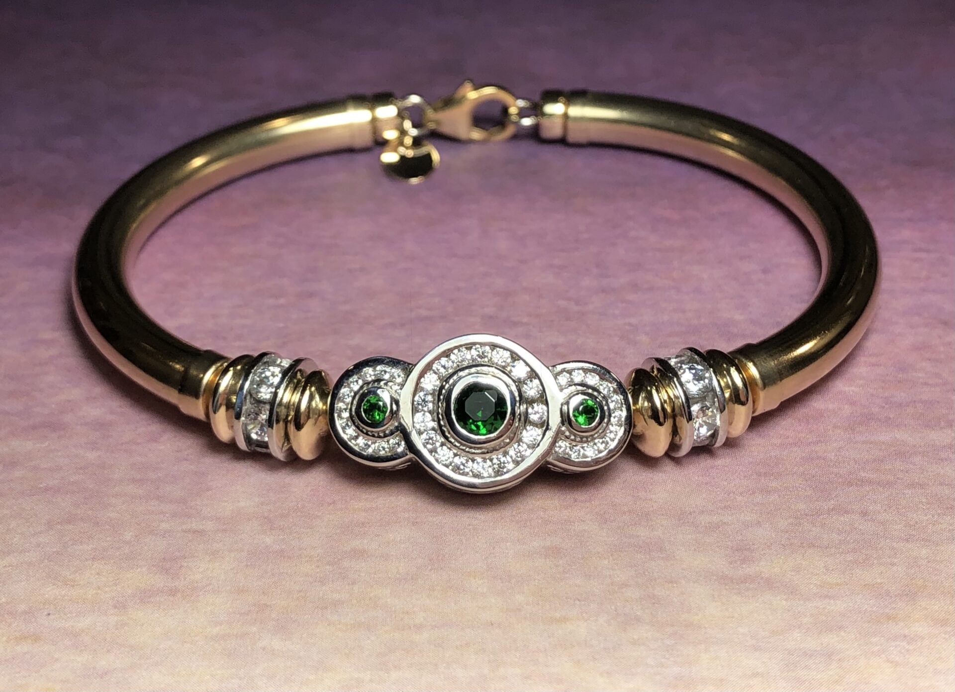 Tri Anastasia Emerald Wide Band Gold Filled Bracelet - Image 2