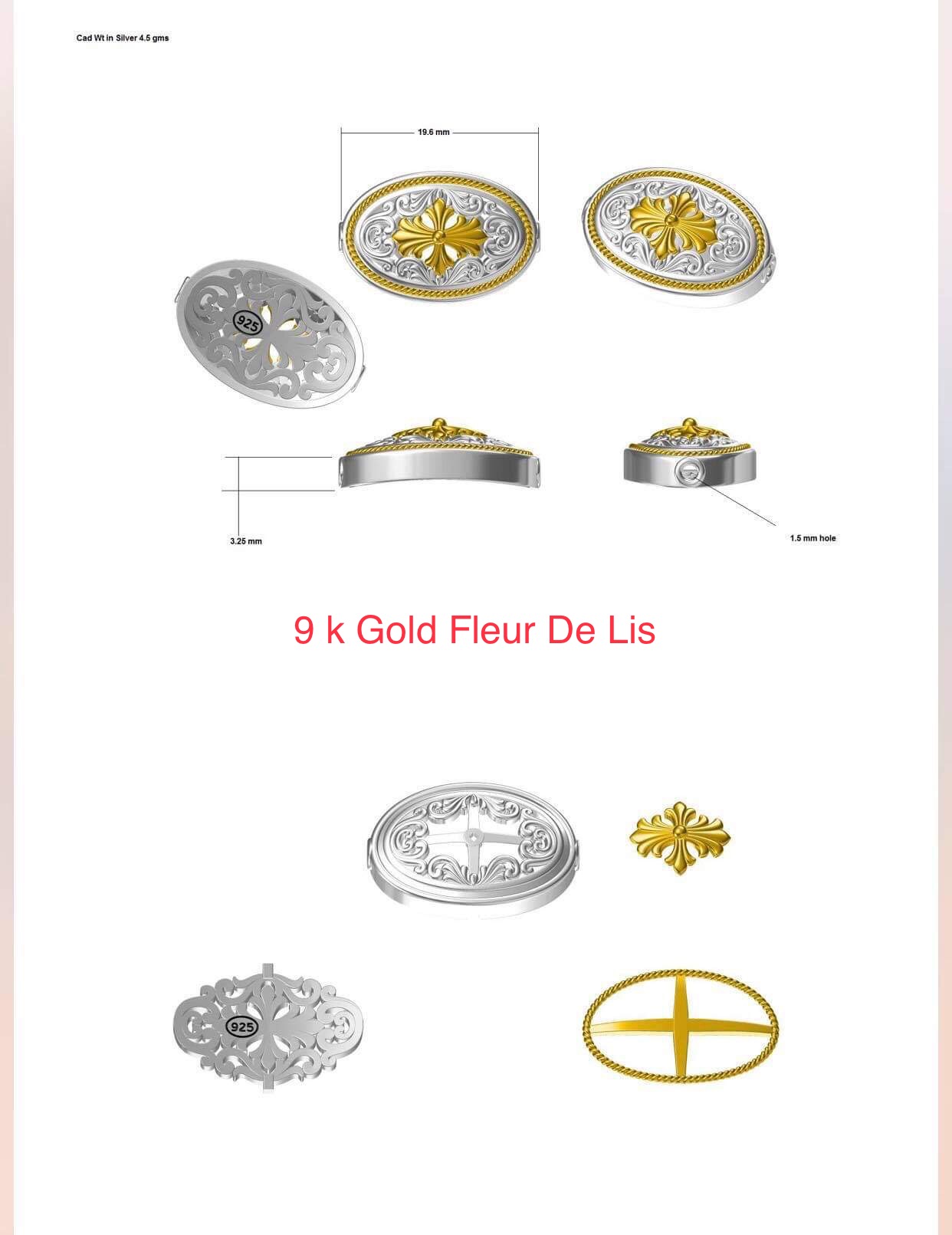 Fleur De Lis Wide Band Gold Filled Bracelet - Image 4