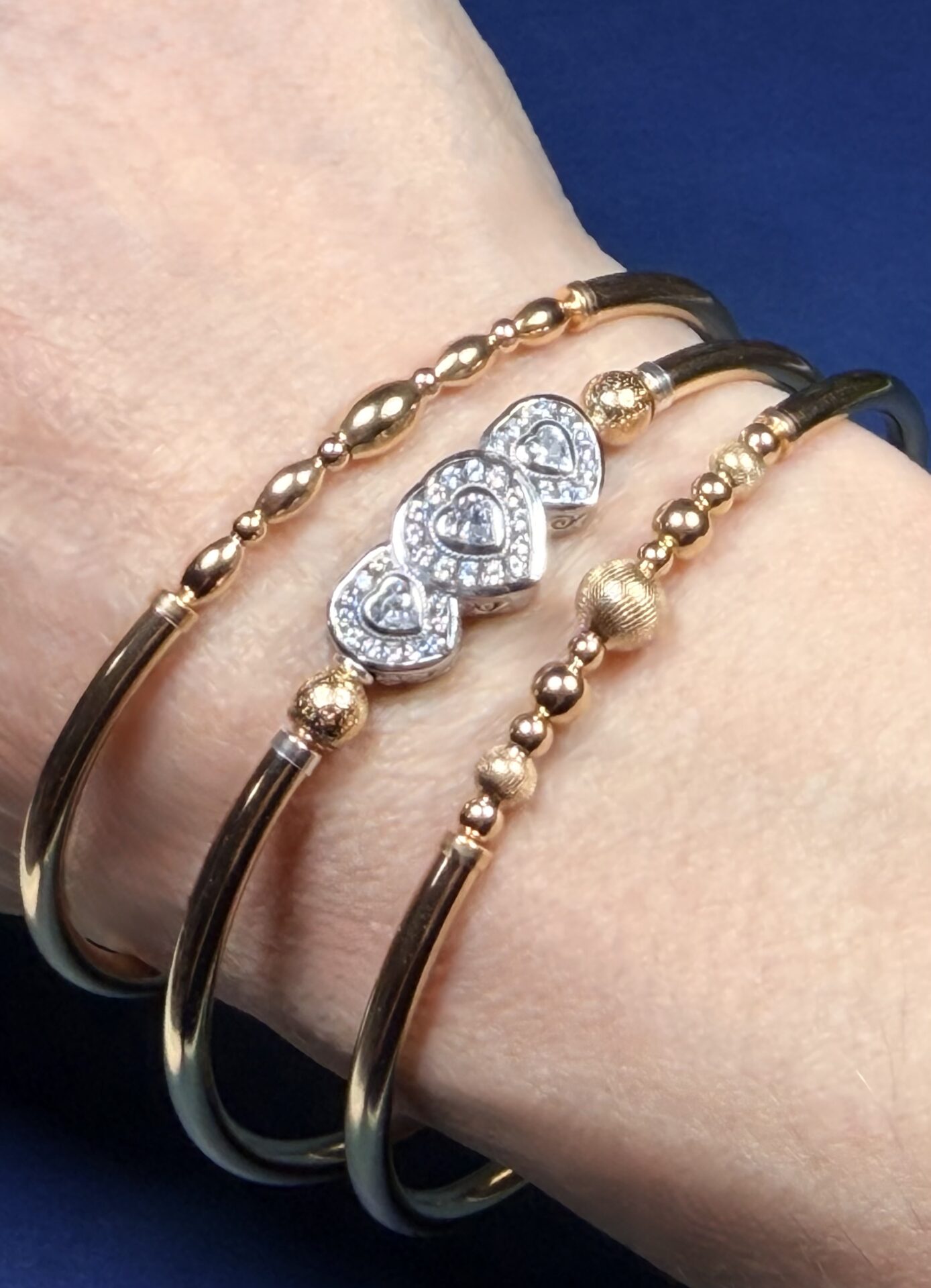 Annabella Tri Heart Cz Gold Filled Bracelet - Image 2