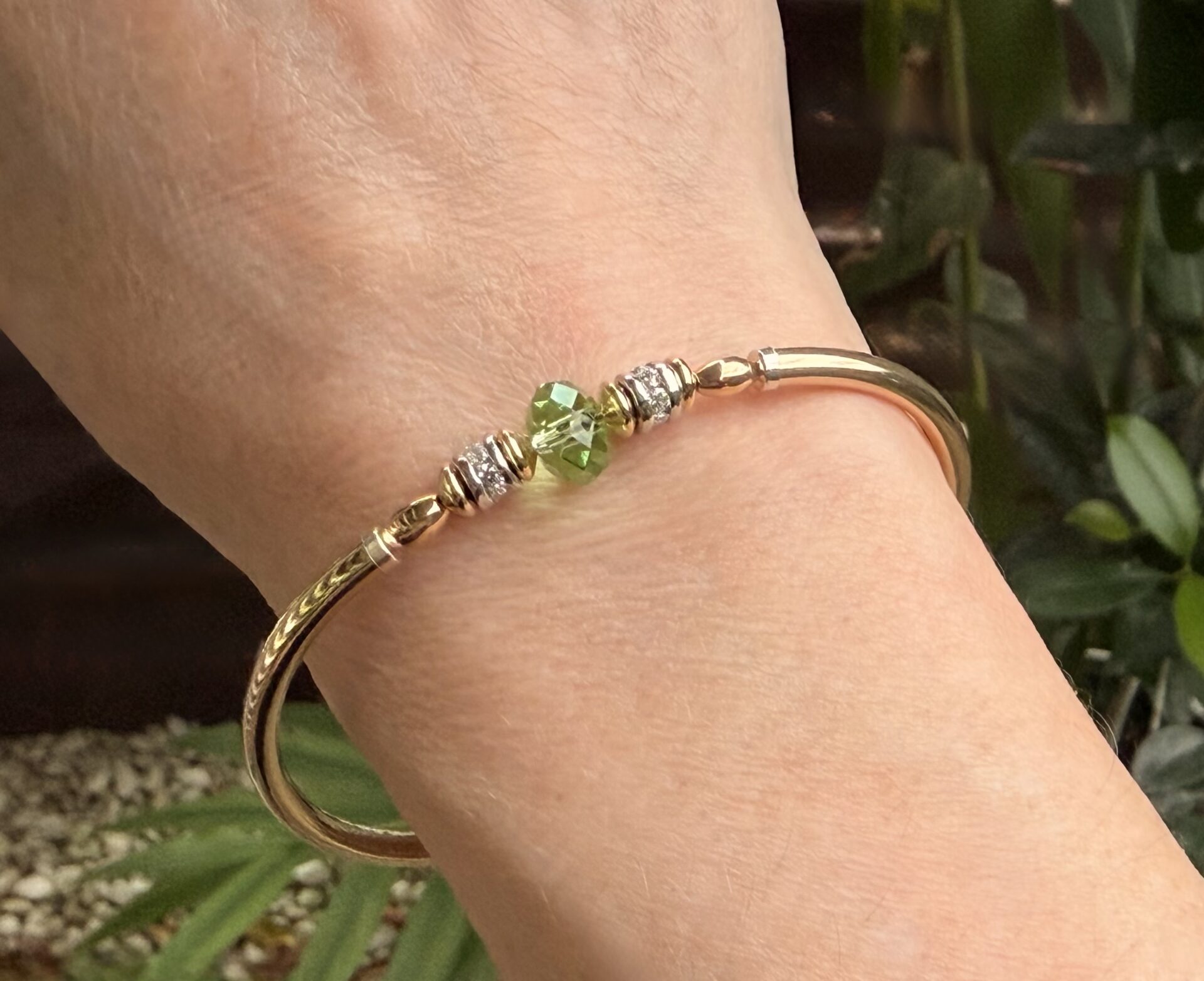 Carla Peridot Austrian Crystal Gold Filled Bracelet - Image 2